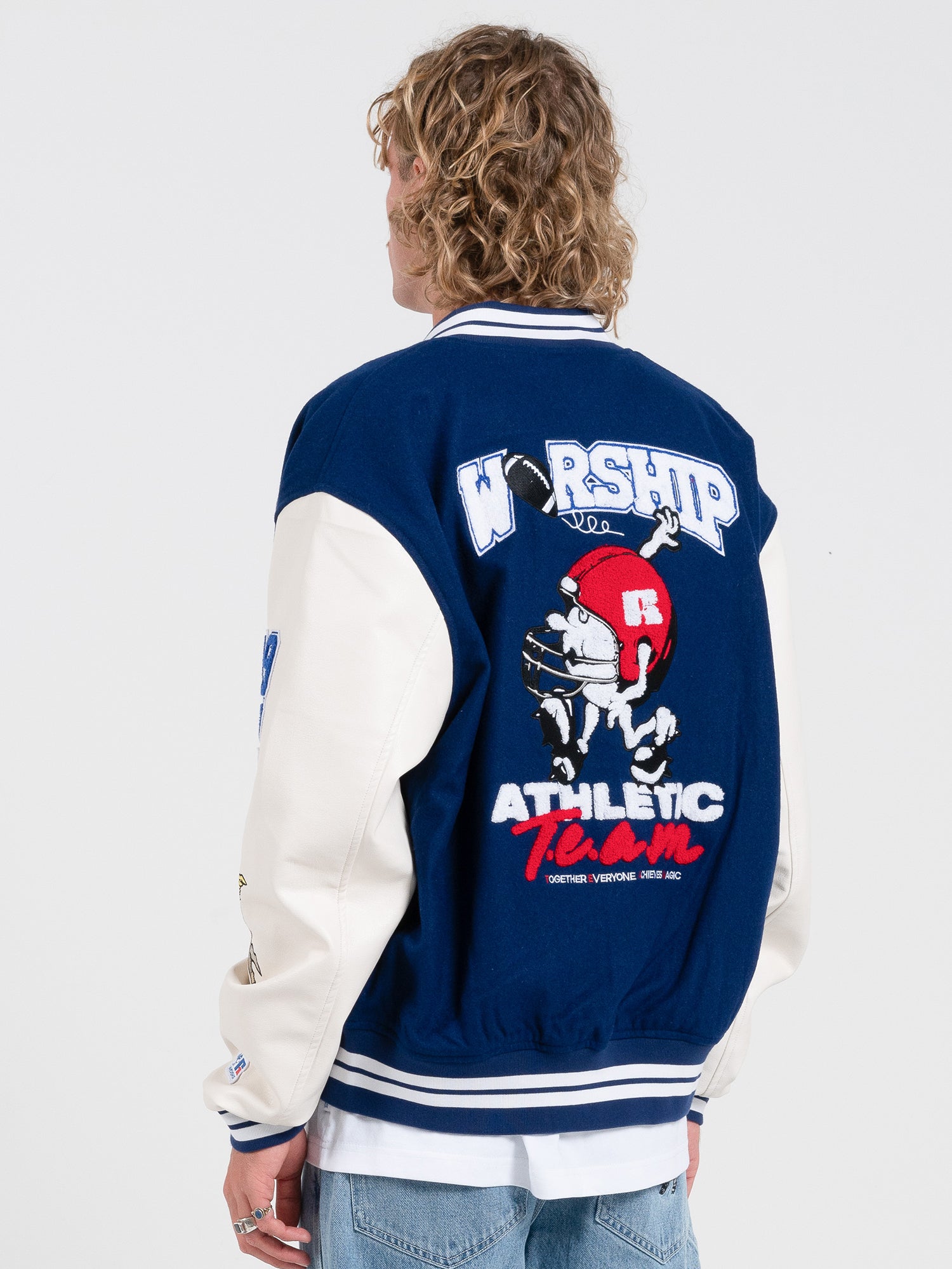 Team Spirit Letterman Jacket - Levitation Blue