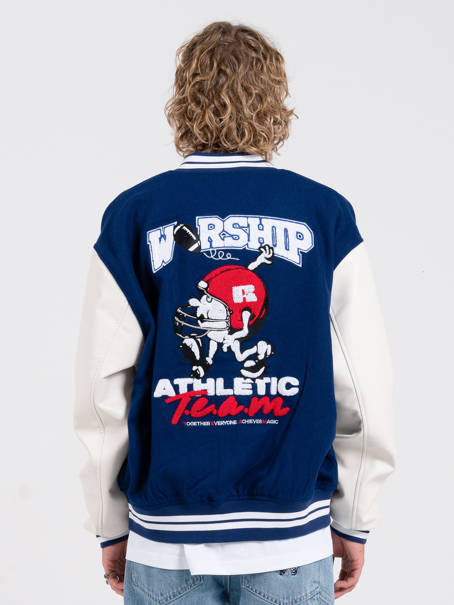 Team Spirit Letterman Jacket - Levitation Blue