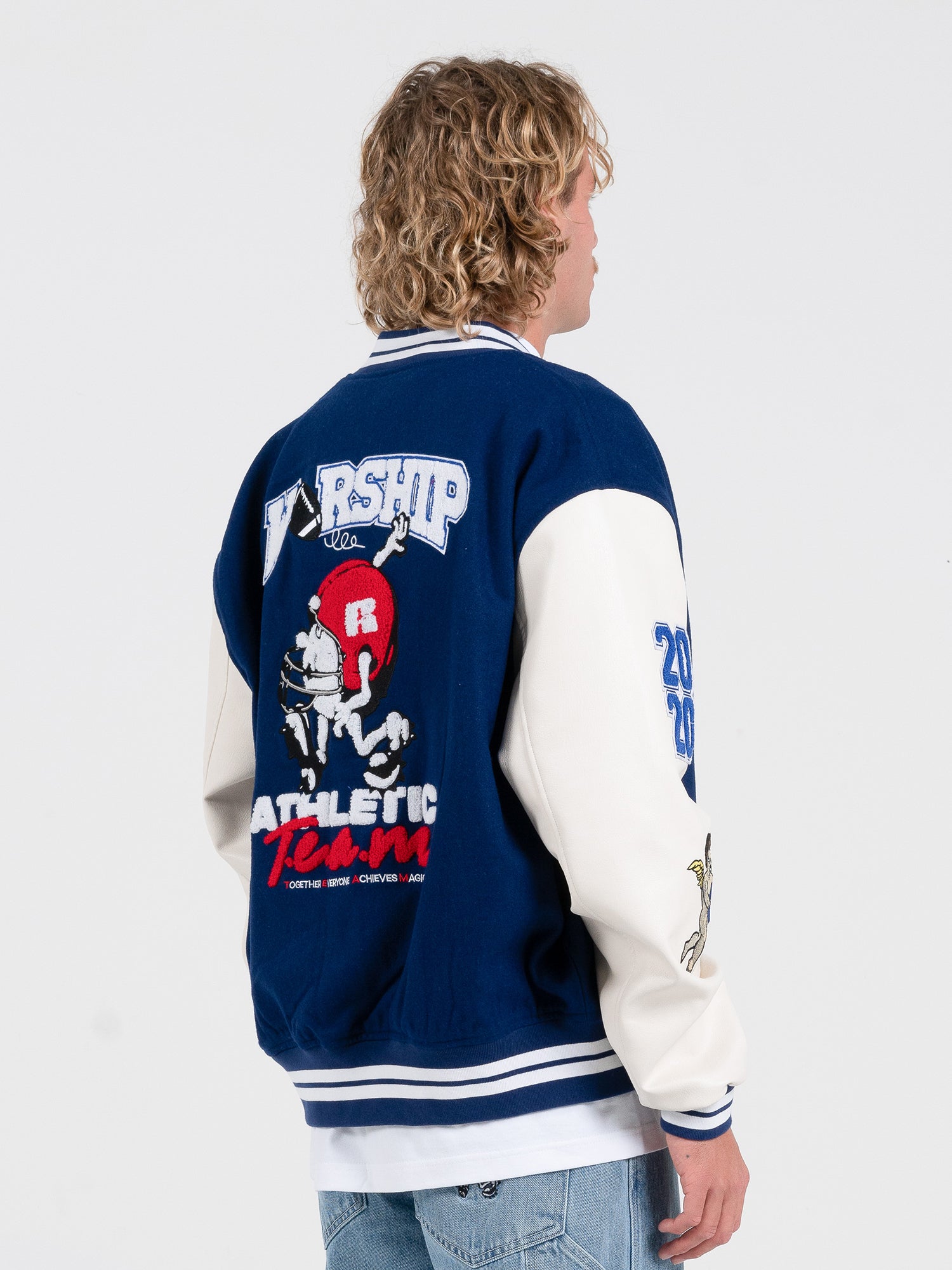 Team Spirit Letterman Jacket - Levitation Blue