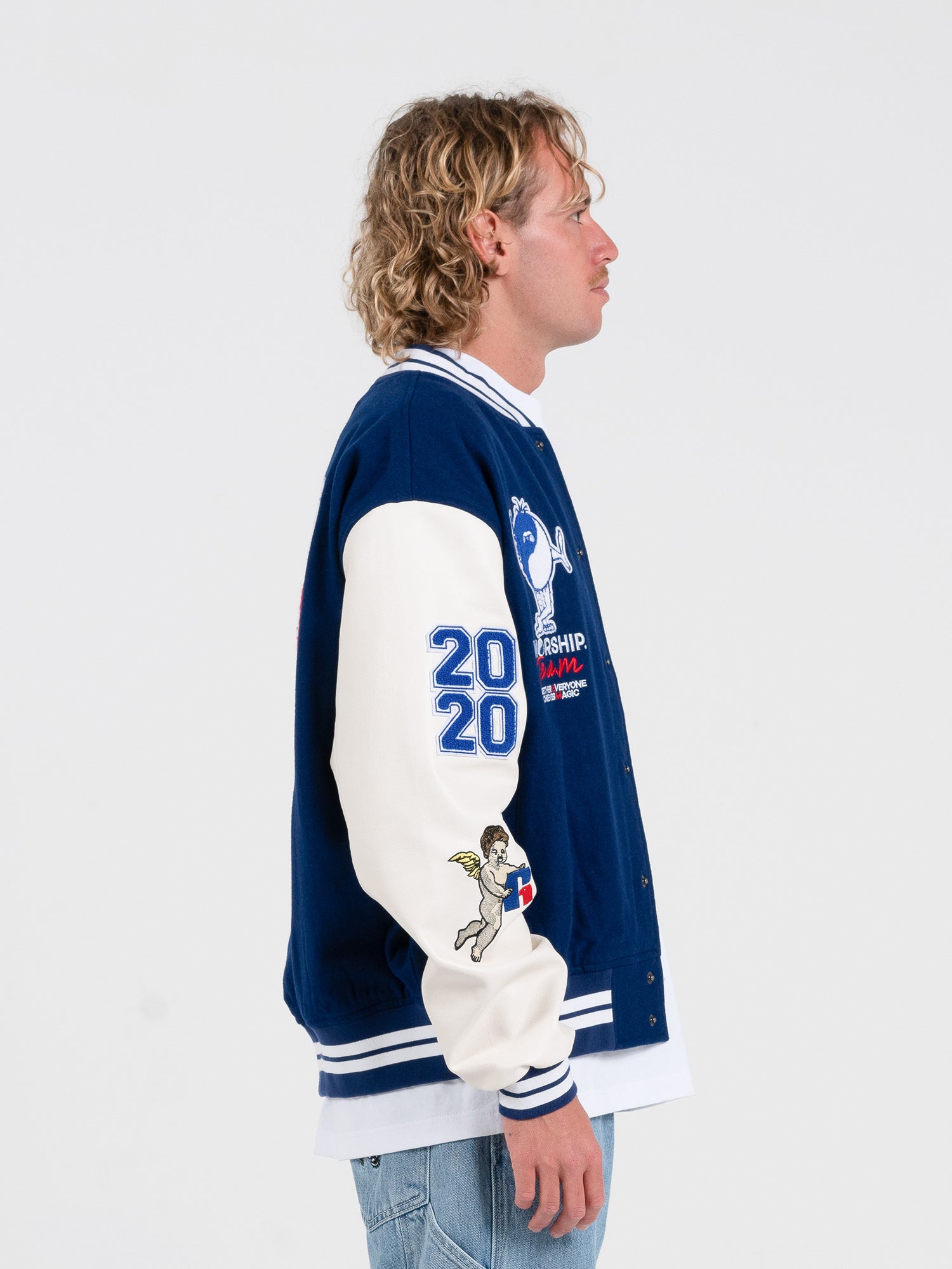 Team Spirit Letterman Jacket - Levitation Blue