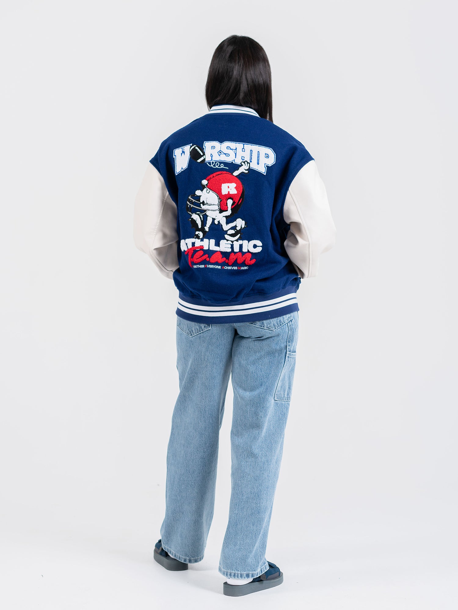 Team Spirit Letterman Jacket - Levitation Blue