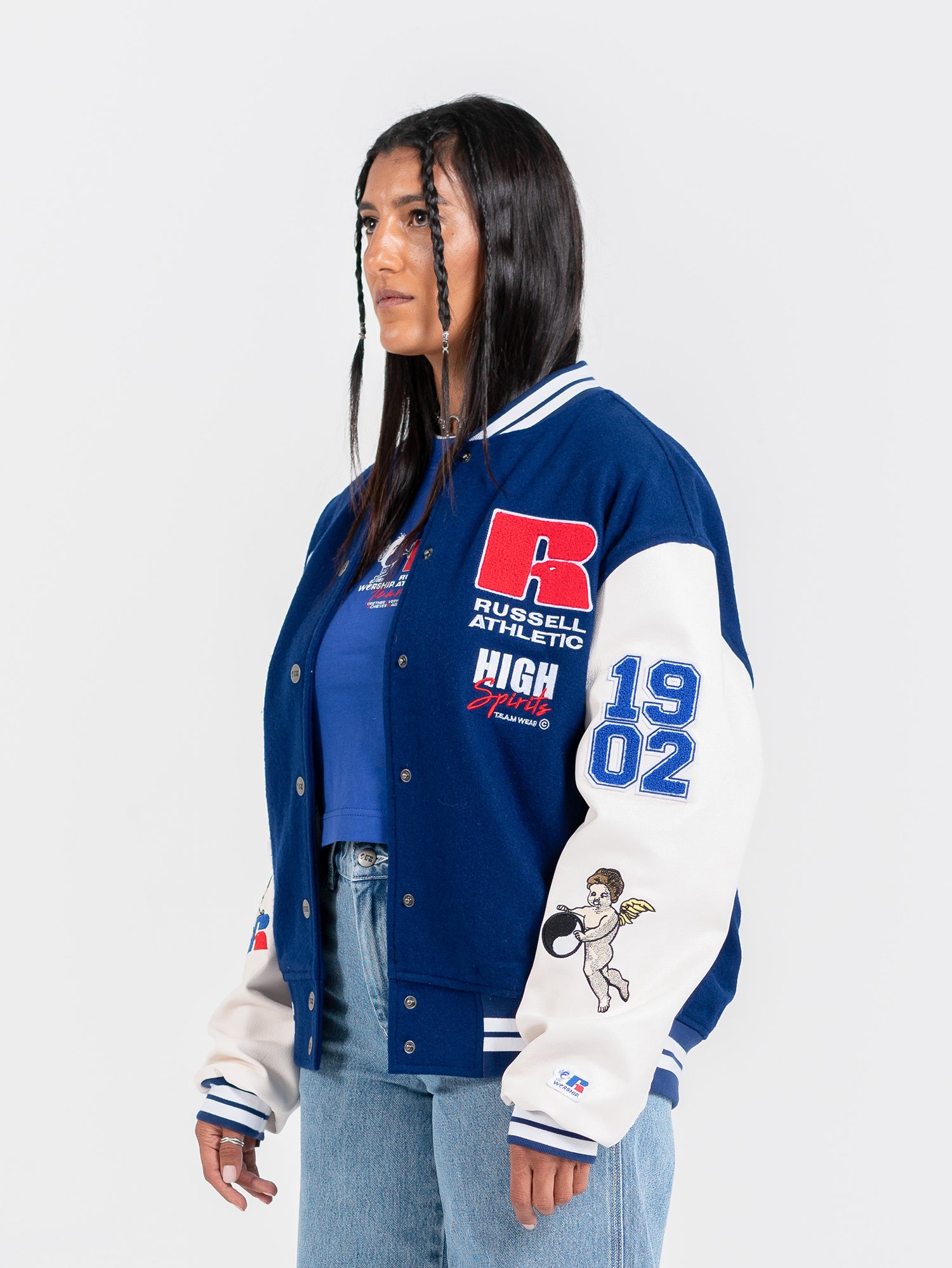 Team Spirit Letterman Jacket - Levitation Blue