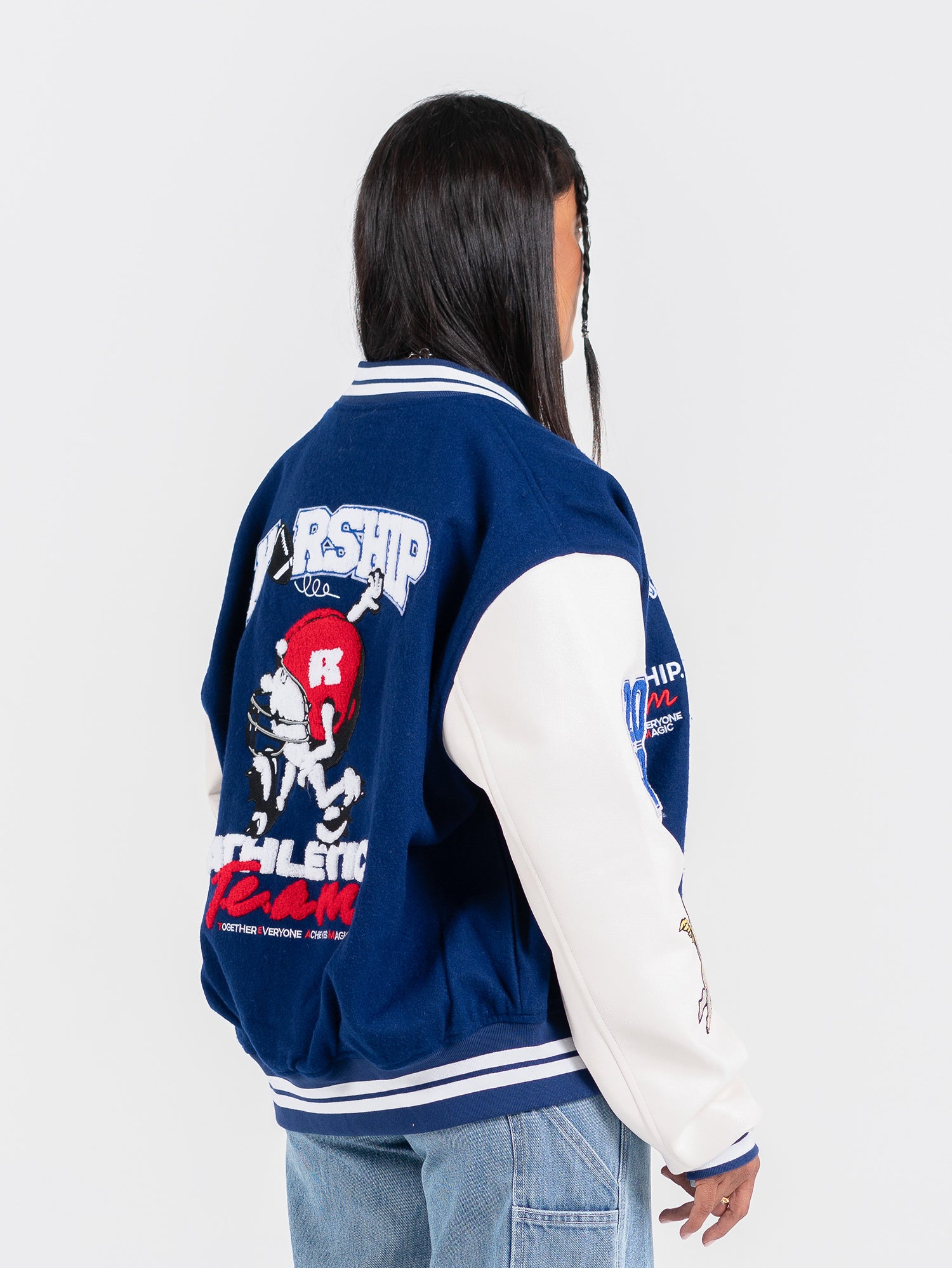 Team Spirit Letterman Jacket - Levitation Blue