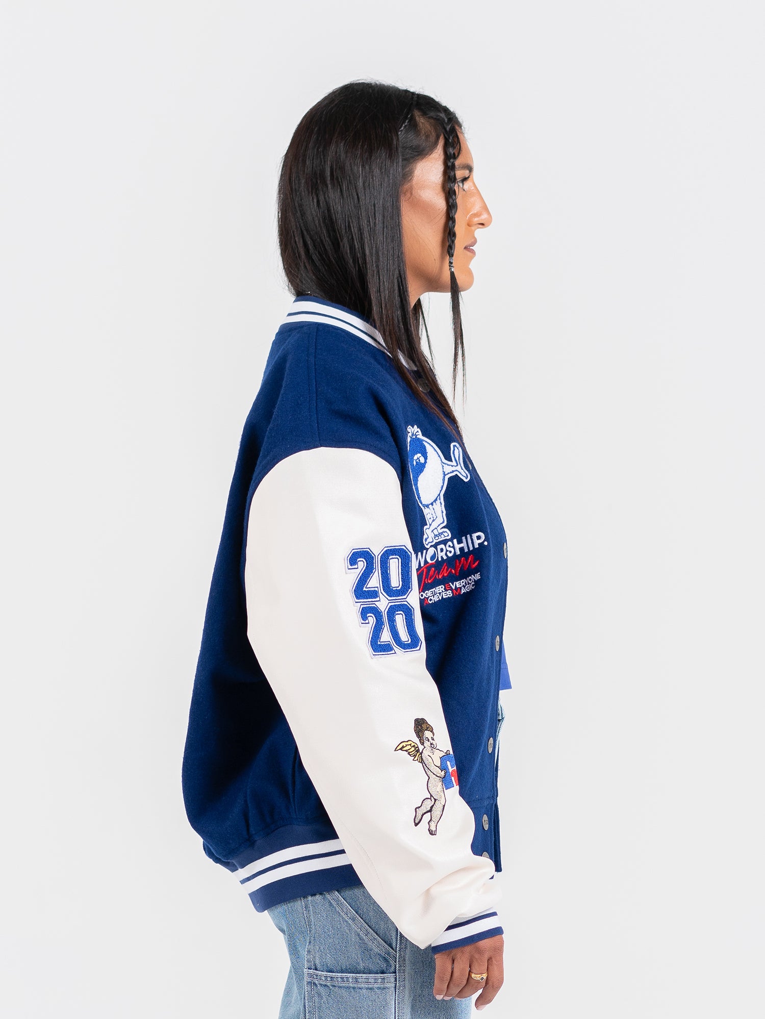 Team Spirit Letterman Jacket - Levitation Blue