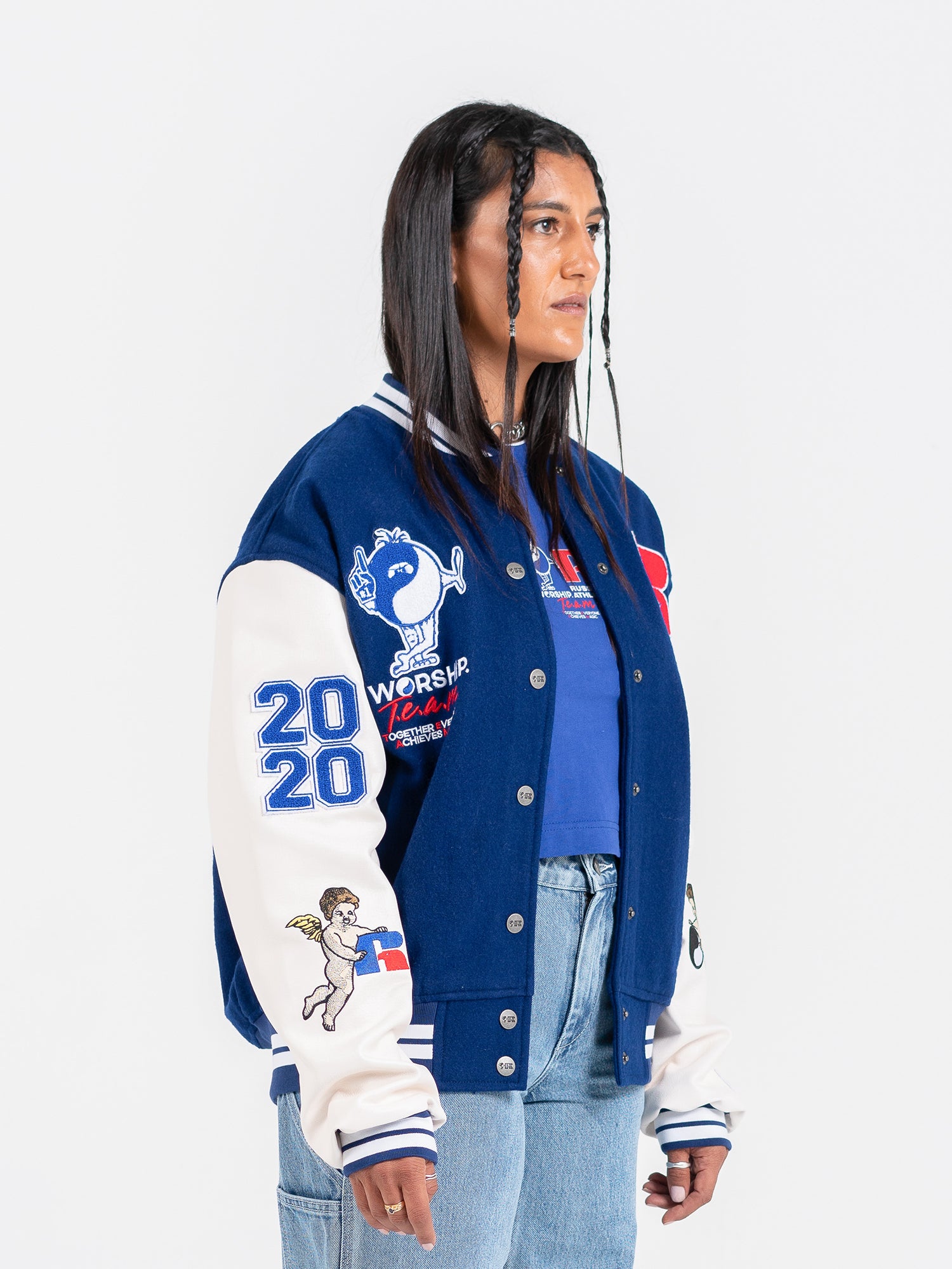 Team Spirit Letterman Jacket - Levitation Blue