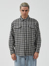 Grilled Long Sleeve Flannel Shirt - Black