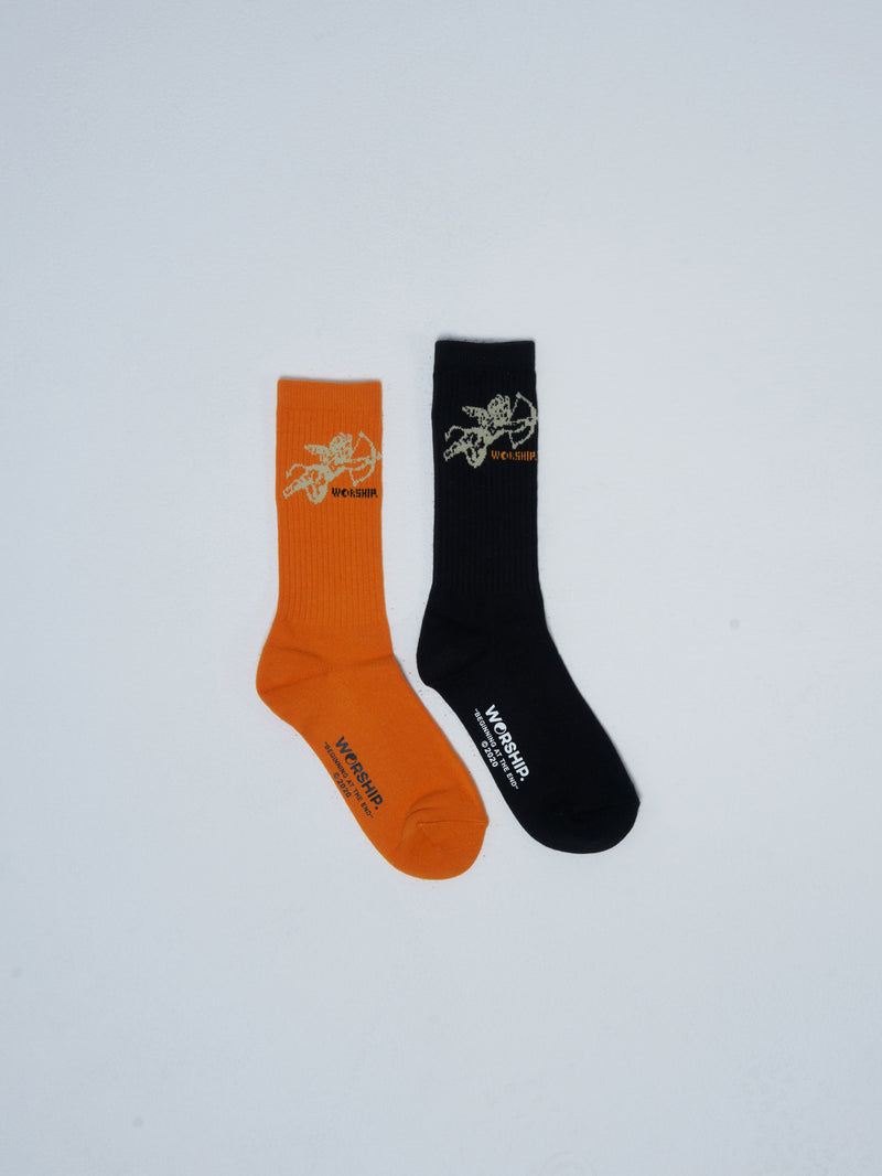 Cherub Socks 2 Pack - Orange-Black
