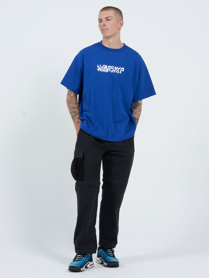 Lean On Me Over Size Tee - Blue