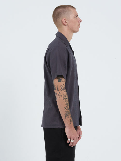 Cherub Chain Bowling Shirt - Worn Black