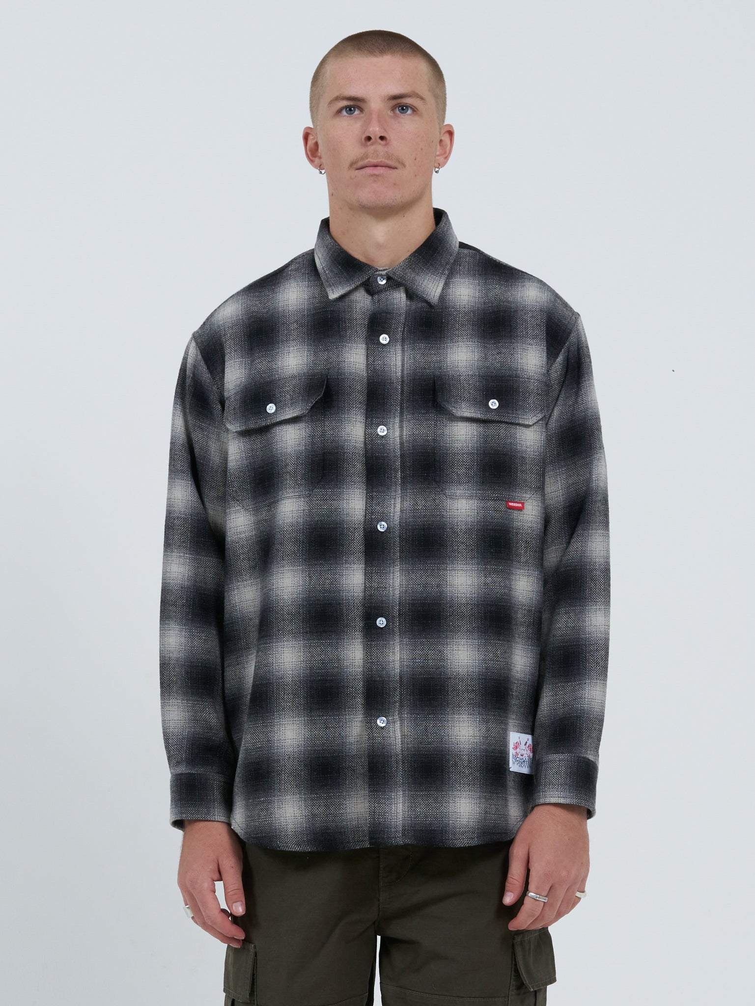 Mysteries Long Sleeve Flannel Shirt - Charcoal