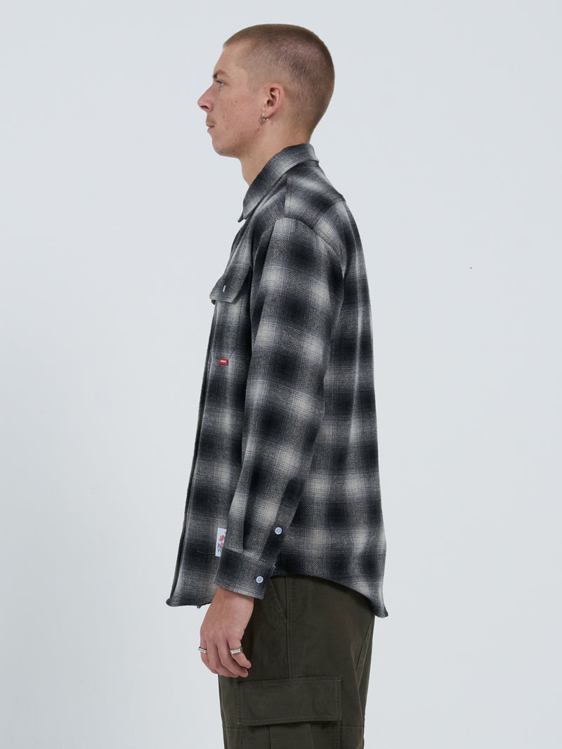 Mysteries Long Sleeve Flannel Shirt - Charcoal