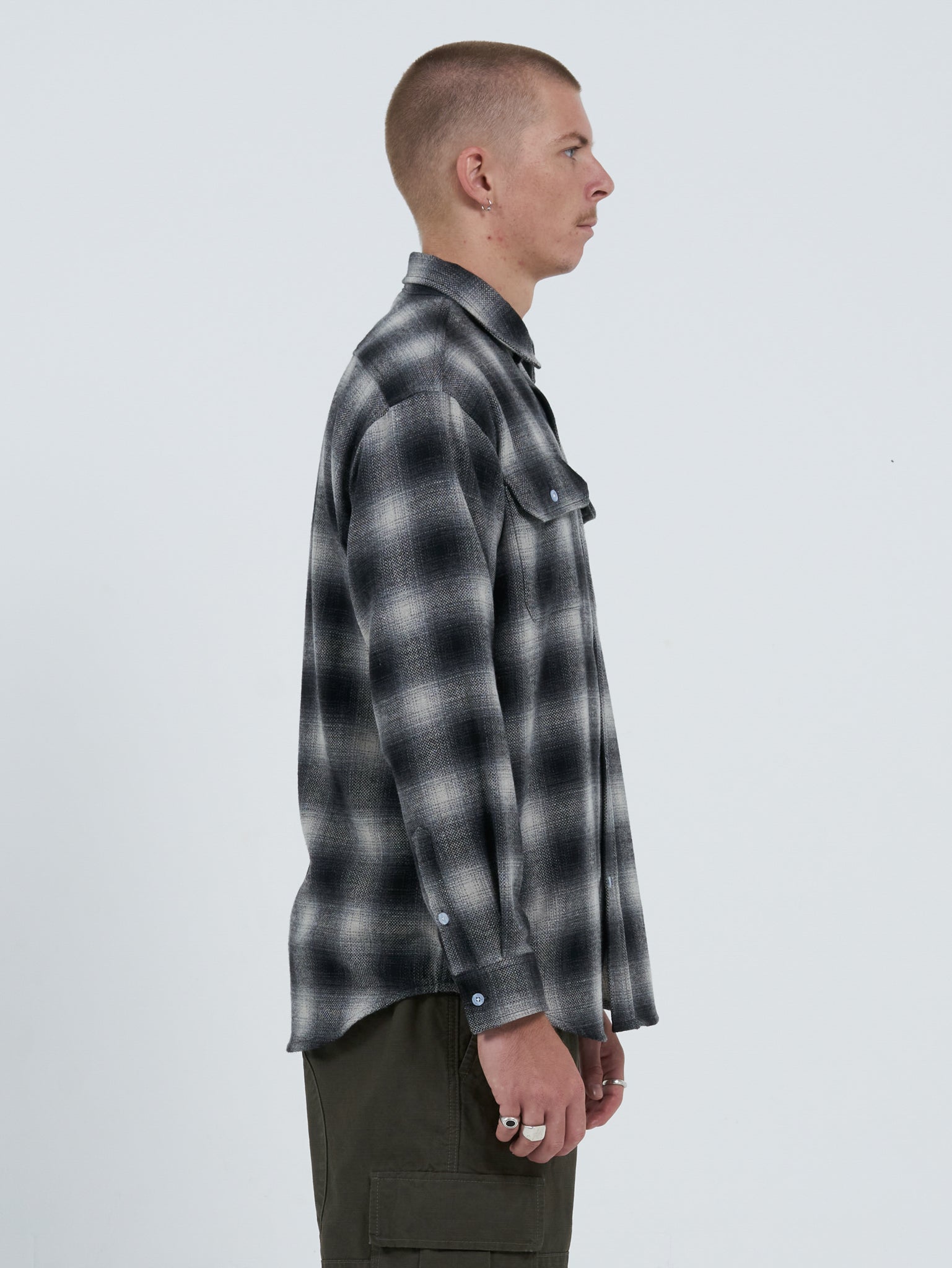 Mysteries Long Sleeve Flannel Shirt - Charcoal