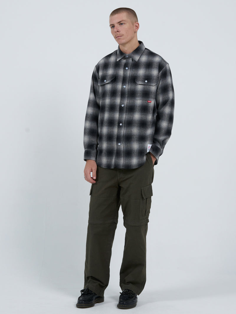 Mysteries Long Sleeve Flannel Shirt - Charcoal