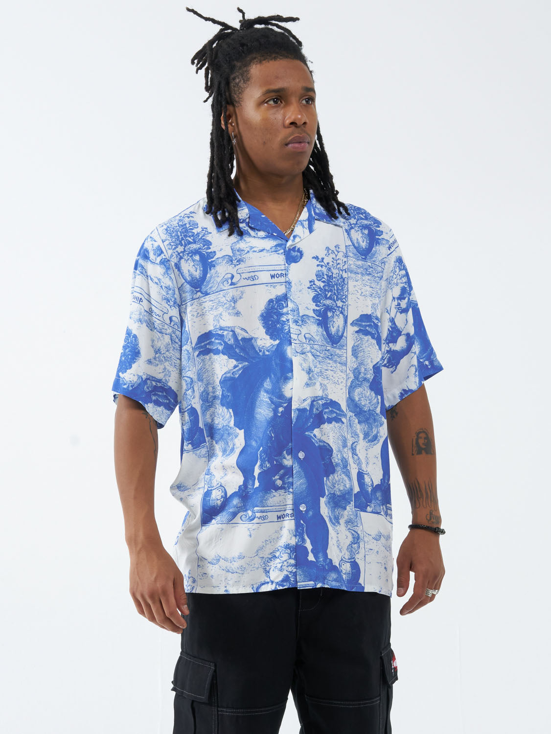 Heavenly Bowling Shirt - White