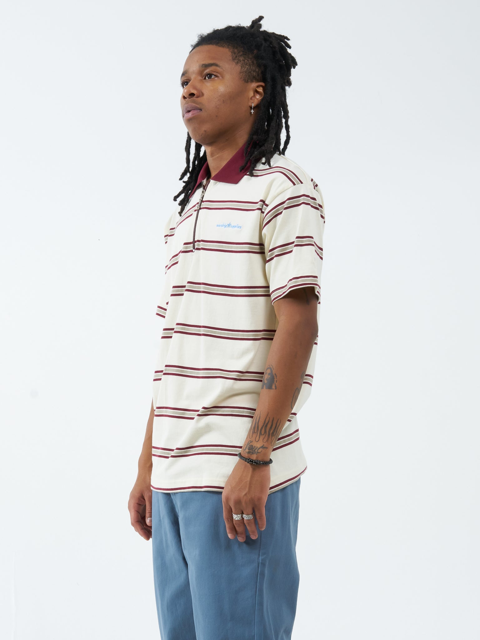 Pipe Dream Stripe SS Polo - White Cap