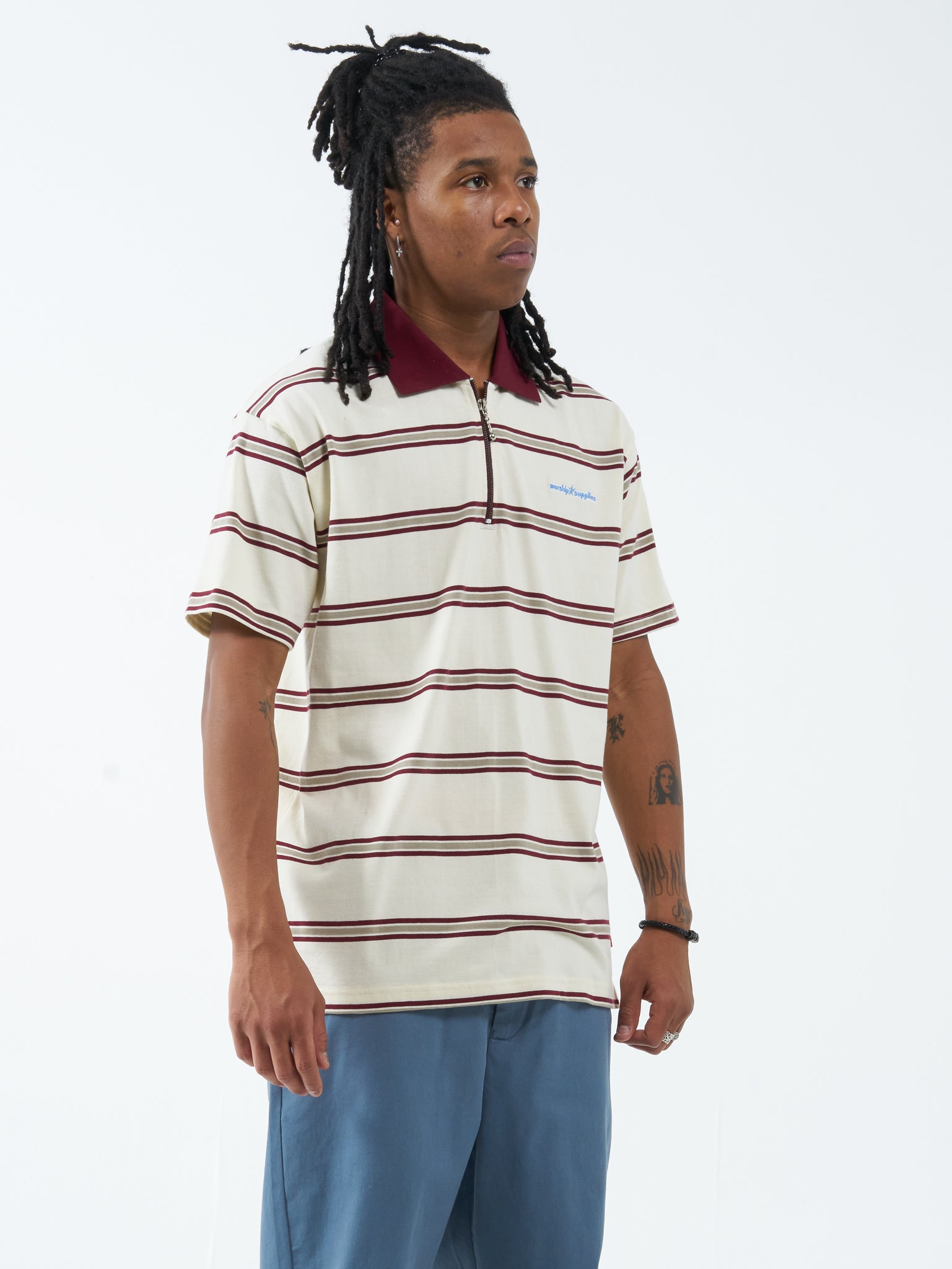 Pipe Dream Stripe SS Polo - White Cap