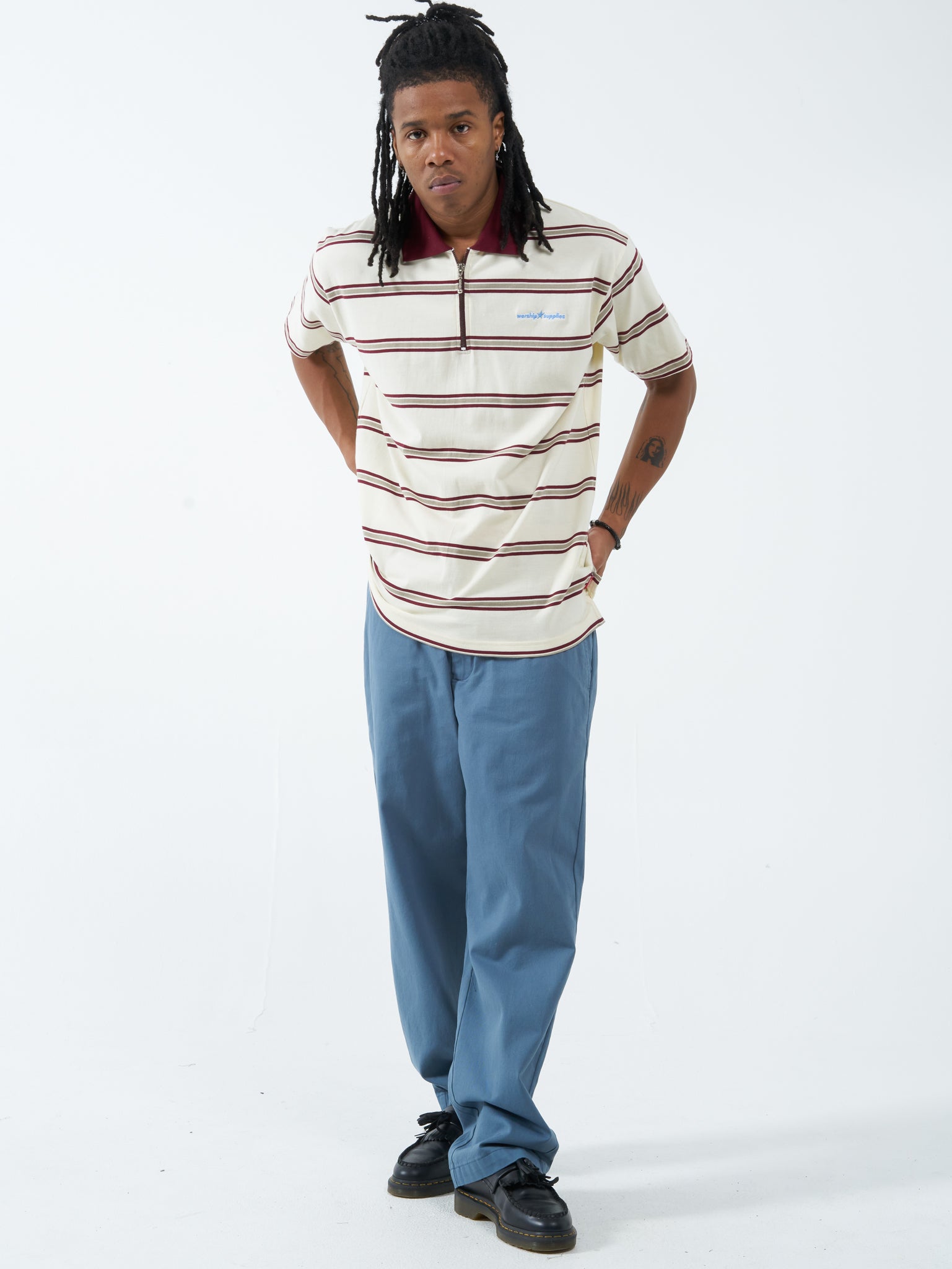 Pipe Dream Stripe SS Polo - White Cap