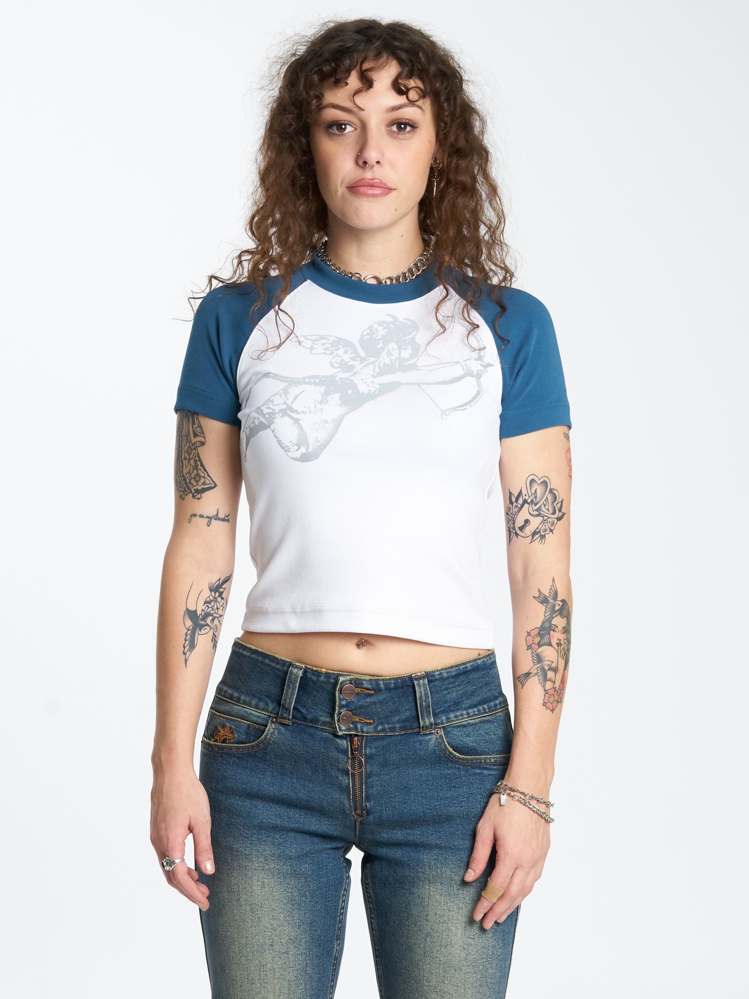 Cherub Slim Raglan Tee - Moroccan Blue