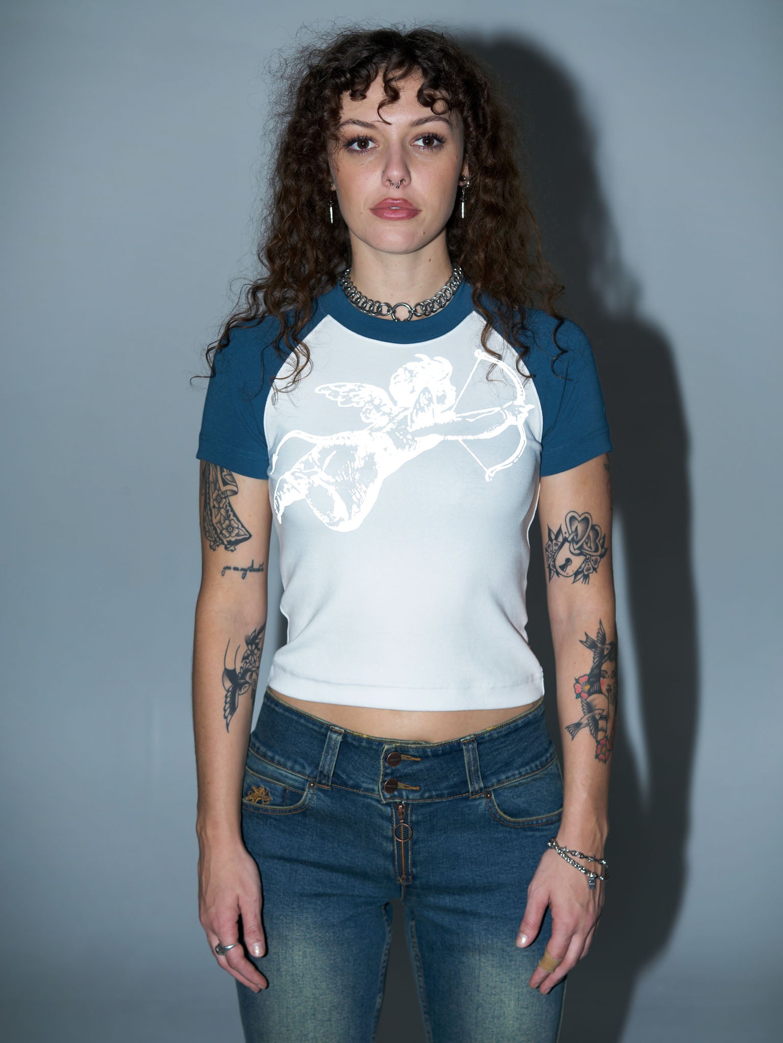 Cherub Slim Raglan Tee - Moroccan Blue