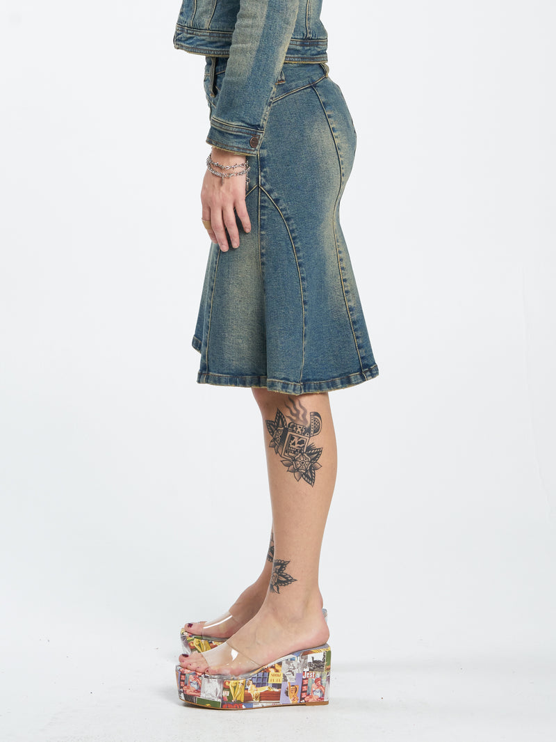 Wayland Panelled Midi Skirt - Down in the Dirt