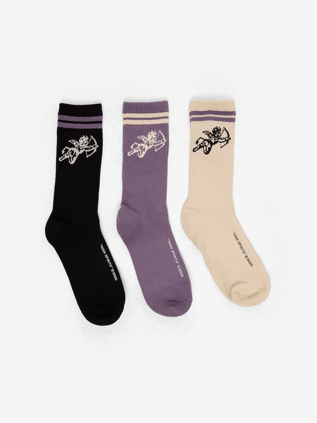 Cherub 3 Pack Socks - Purple Reign - Black - Bone One Size