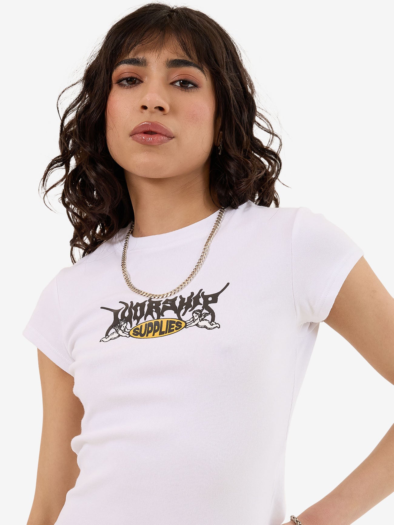 Messenger Cap Sleeve Tee - White 4