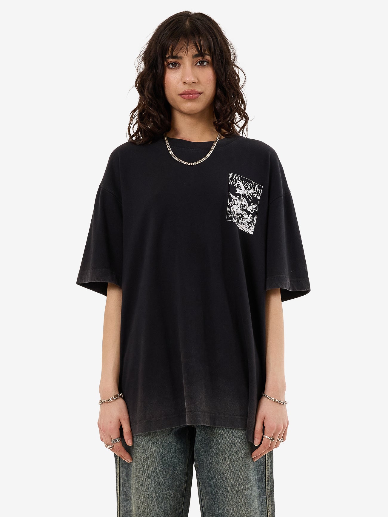 At Peace Oversize Fit Tee - Black Sun Fade 4