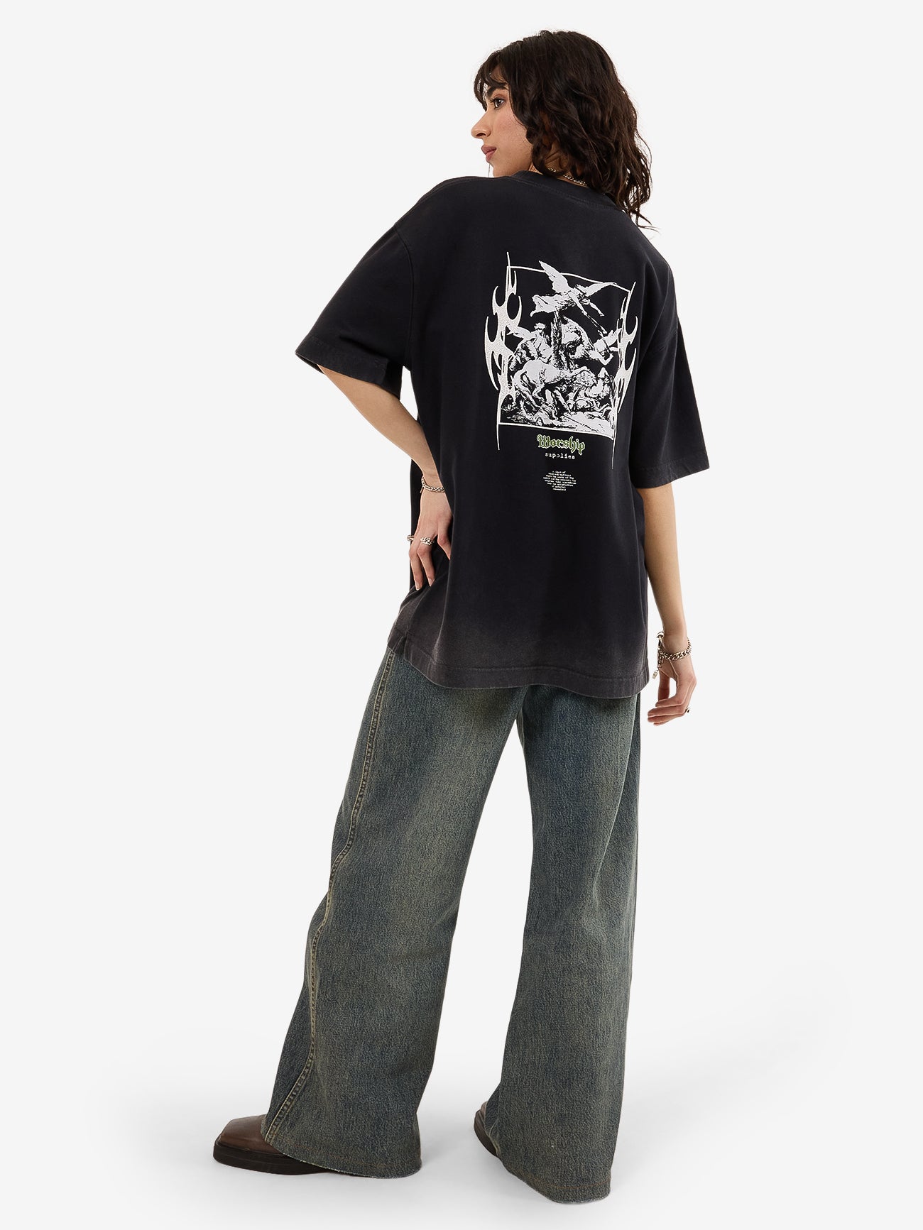 At Peace Oversize Fit Tee - Black Sun Fade 4