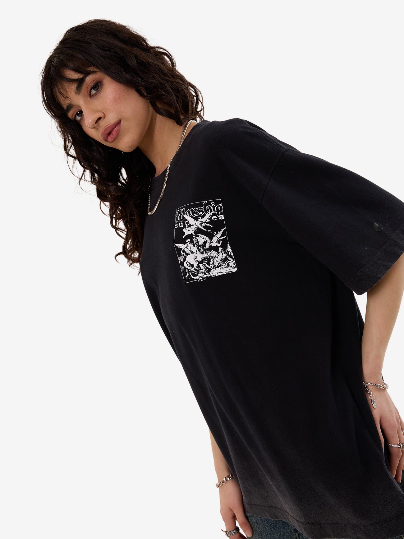 At Peace Oversize Fit Tee - Black Sun Fade 4