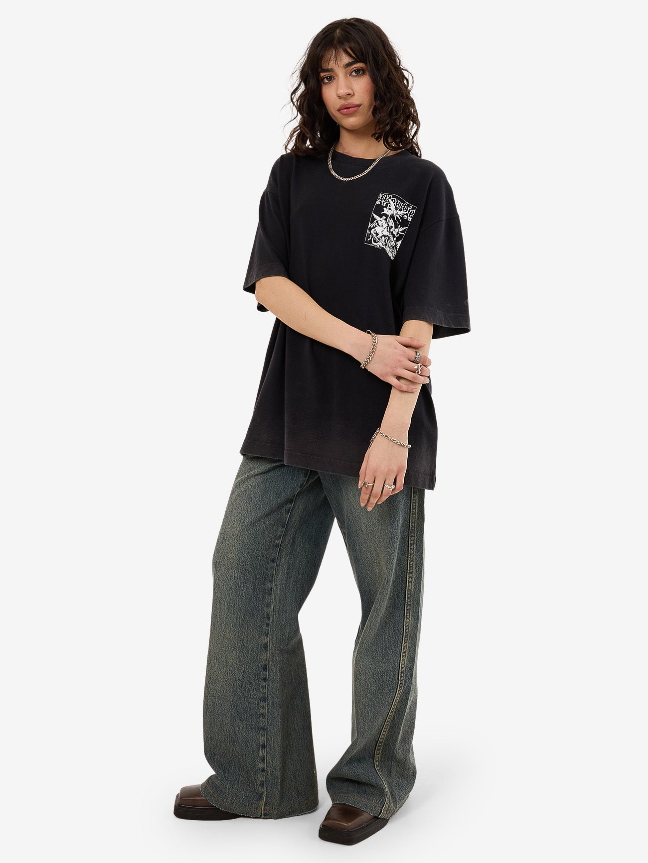 At Peace Oversize Fit Tee - Black Sun Fade 4