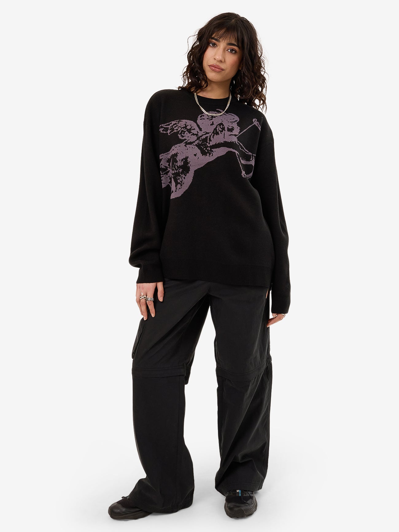 Cherub Box Fit Crew Knit - Black 4