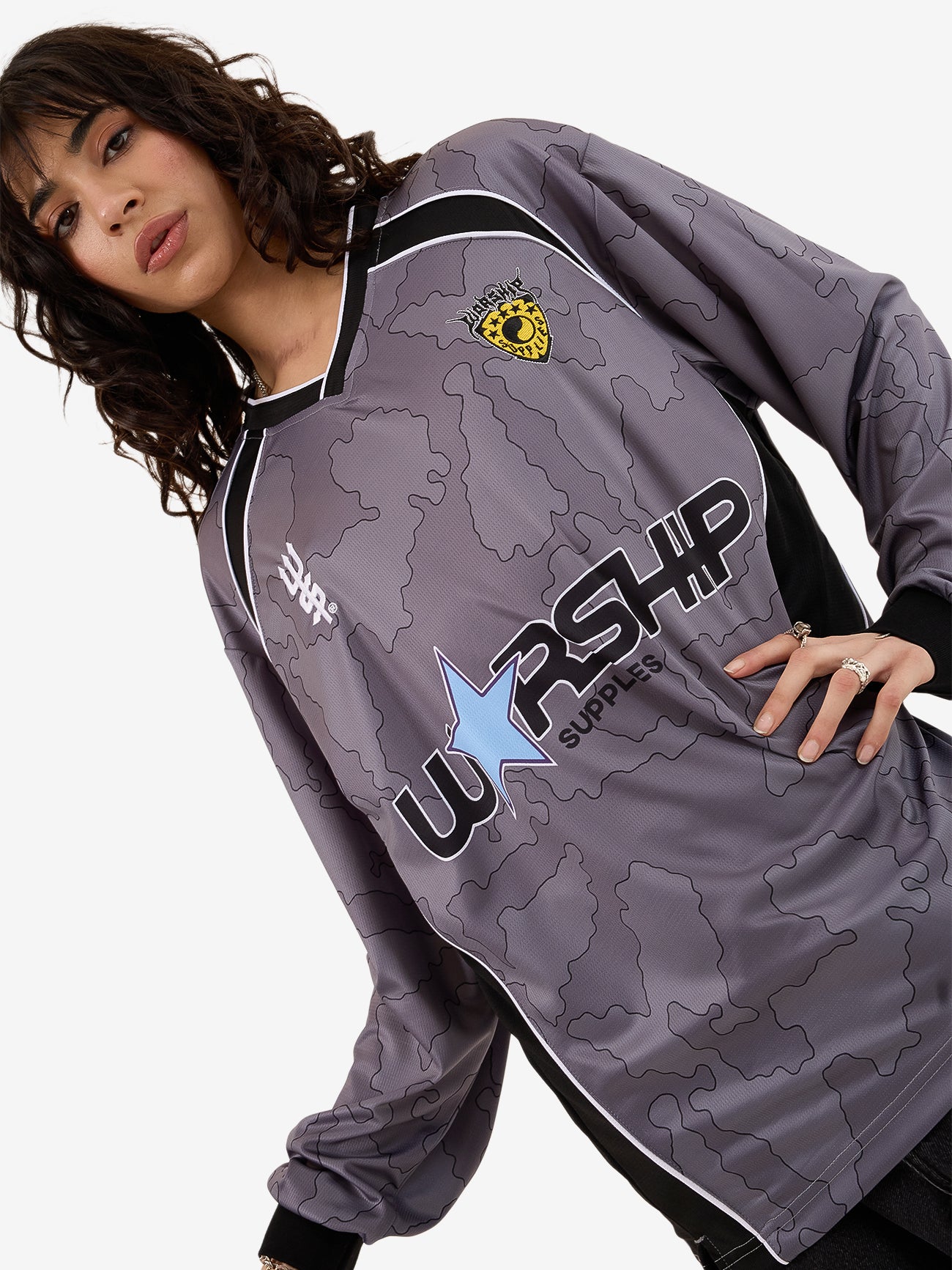 Delirium Long Sleeve Womens Football Jersey - Steel Grey 4