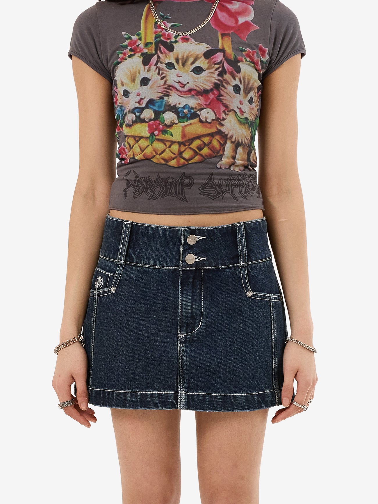 Cute But Psycho Micro Skirt - Dirty Midnight Blue 4