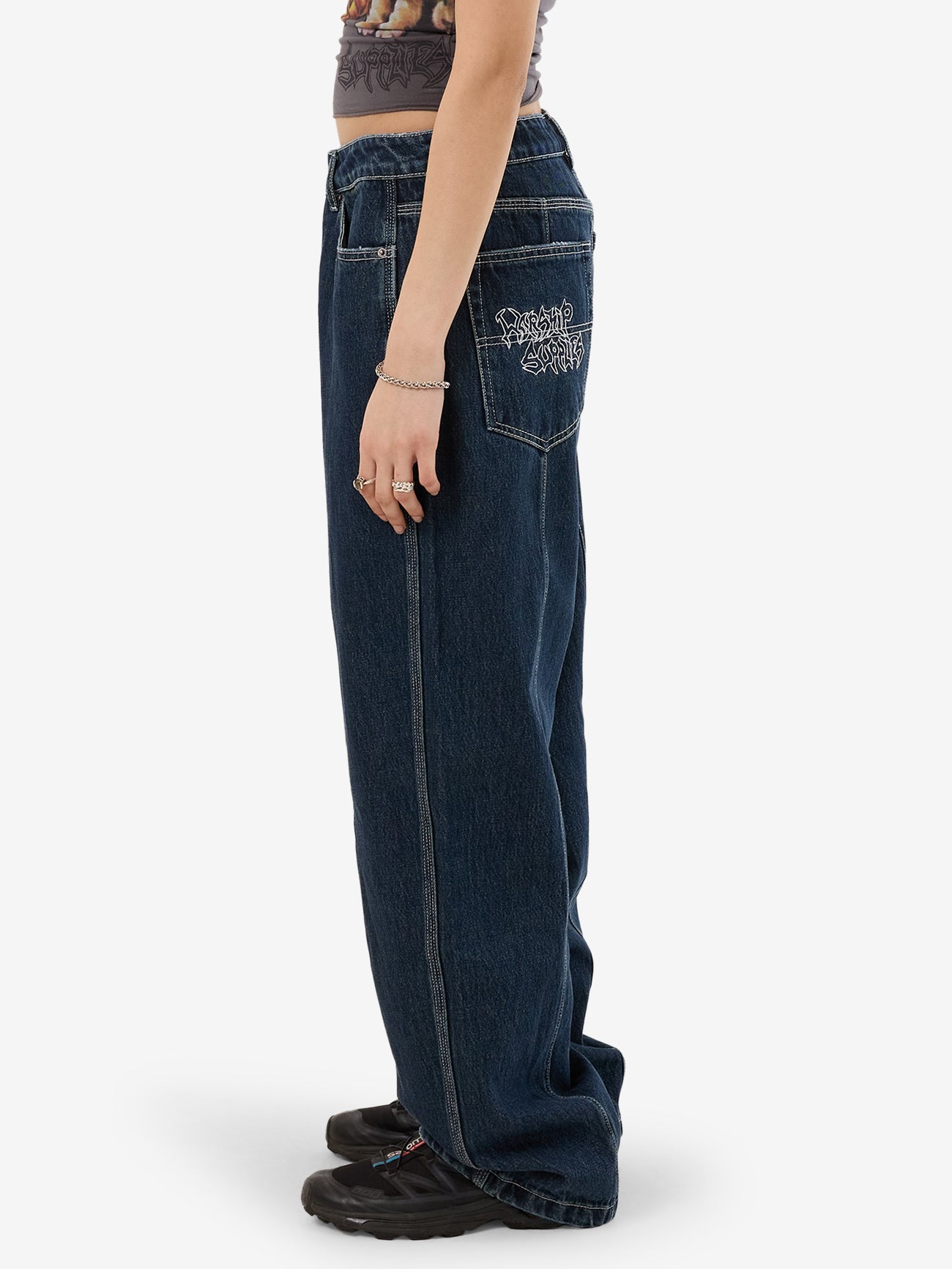 Cute But Psycho Big Baggy Jean - Dirty Midnight Blue 4