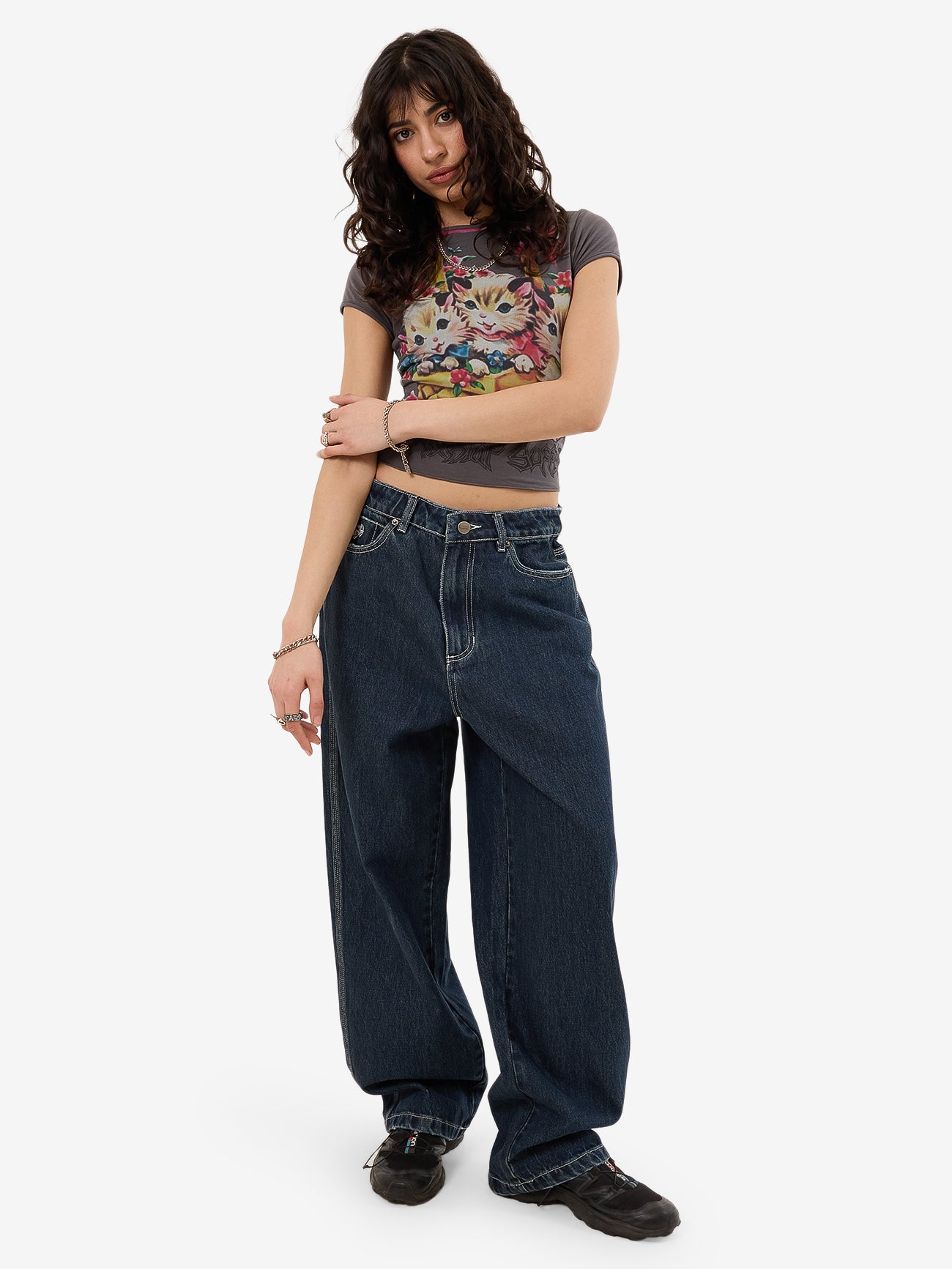 Cute But Psycho Big Baggy Jean - Dirty Midnight Blue 4