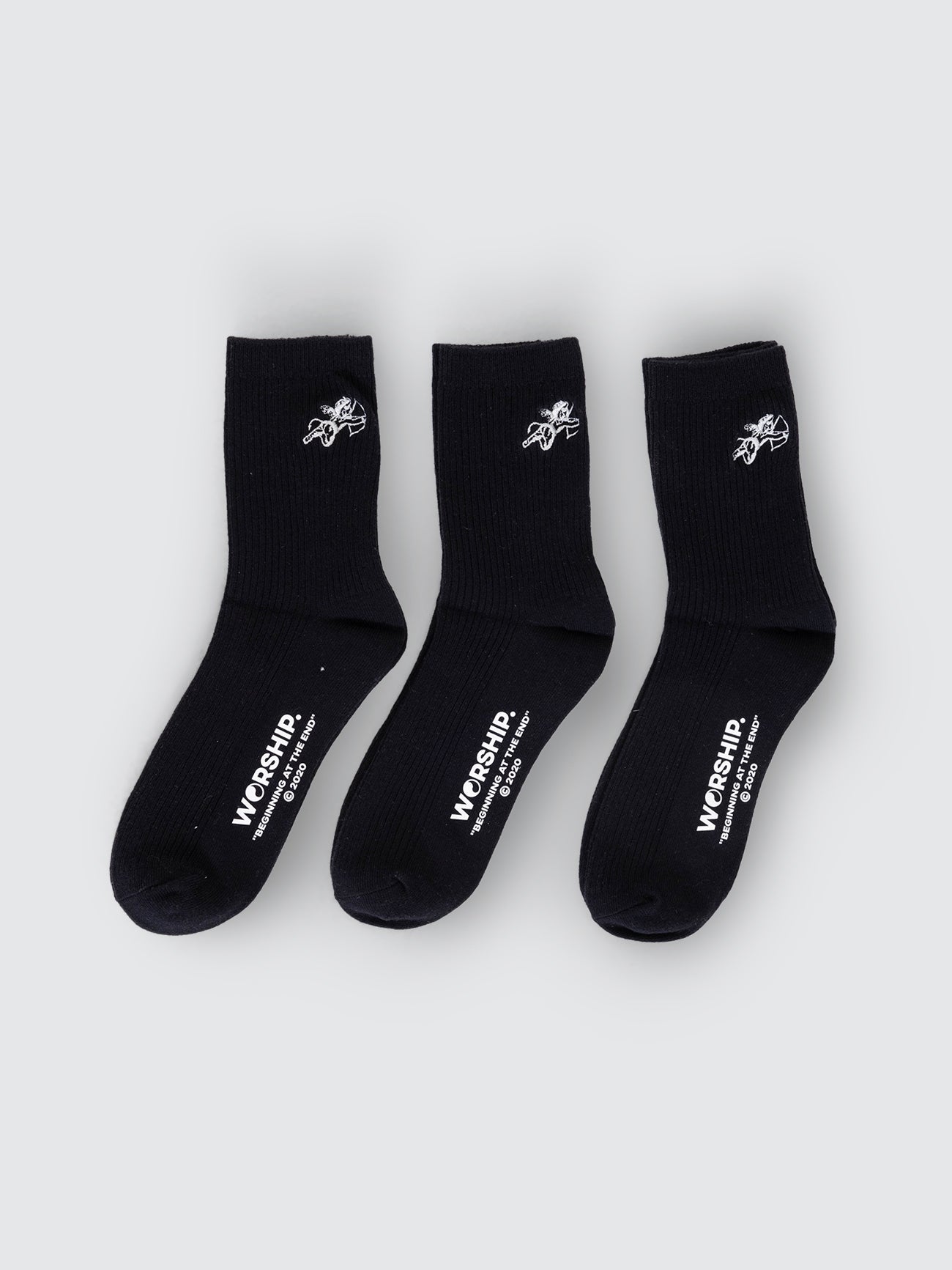 Cherub Fine Rib Socks 3 Pack - Black