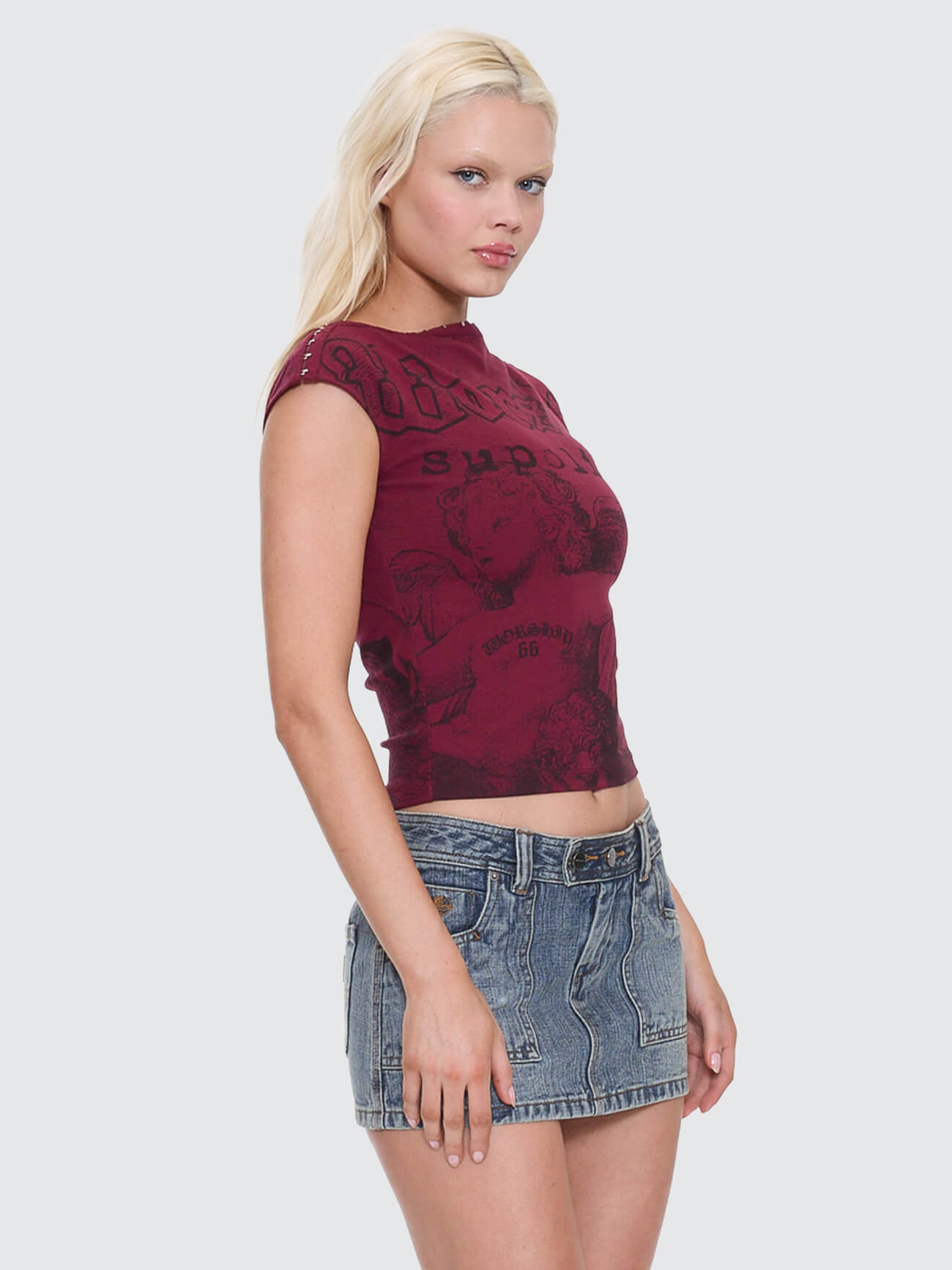 Entwine Boat Neck Top - Deep Cherry 4