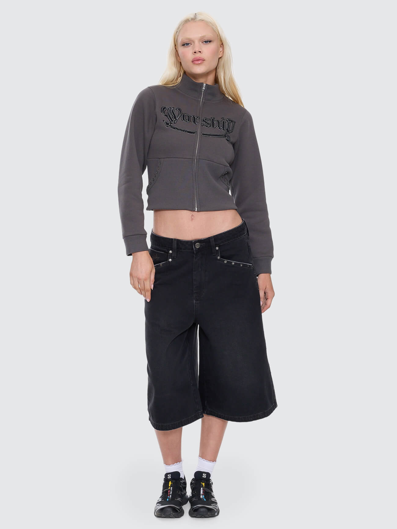 Treasured Y2K Zip Fleece Jacket - Worn Black 4