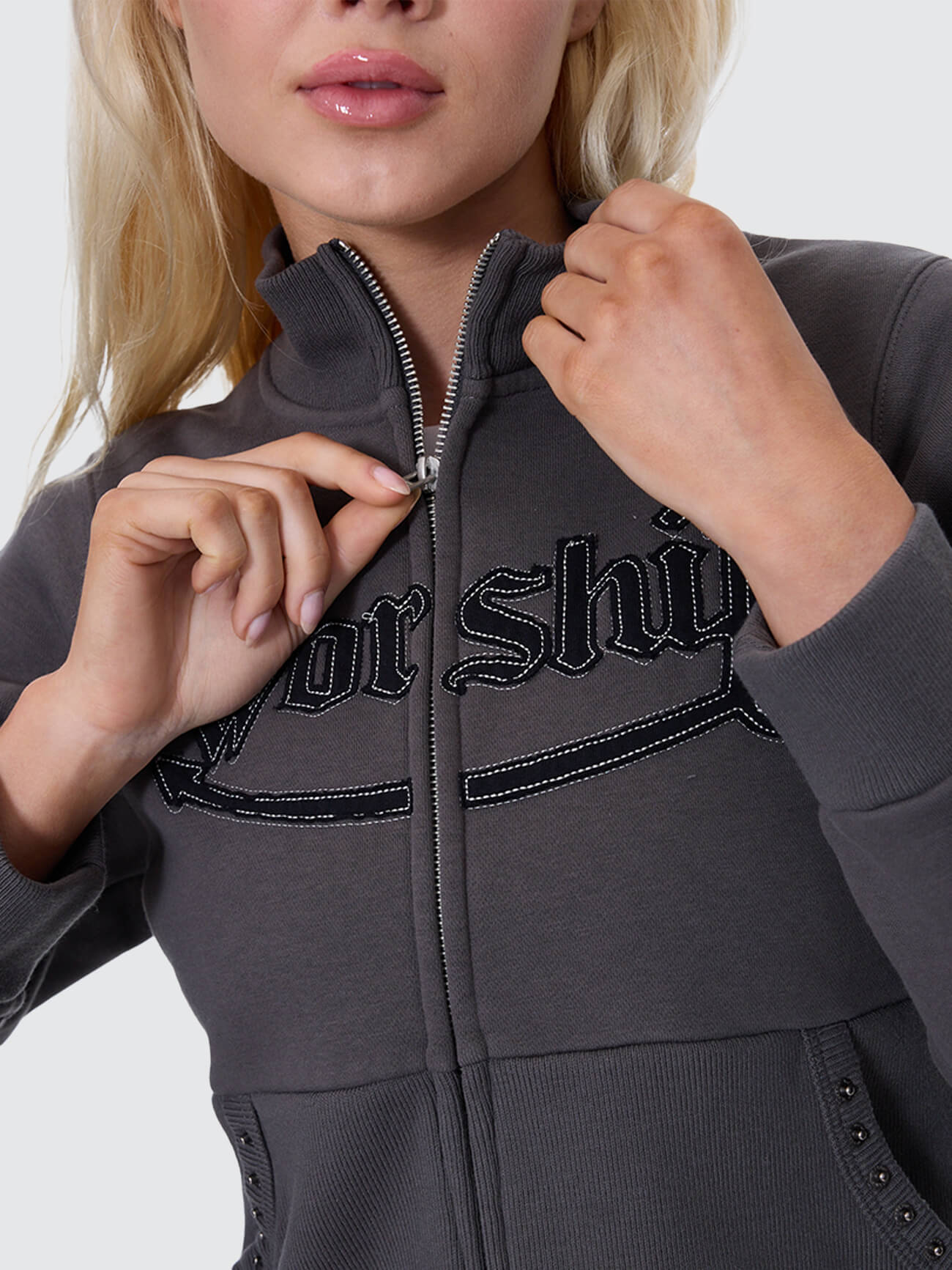 Treasured Y2K Zip Fleece Jacket - Worn Black 4