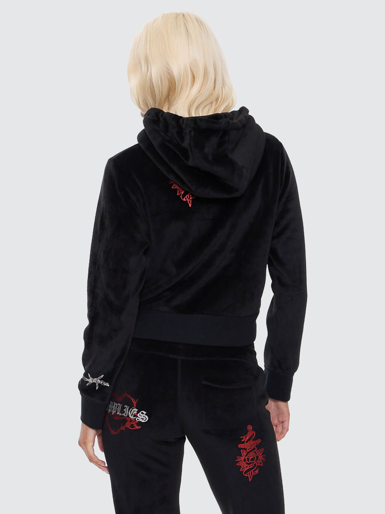 Scratch Velour Zip Thru Hood - Black 4