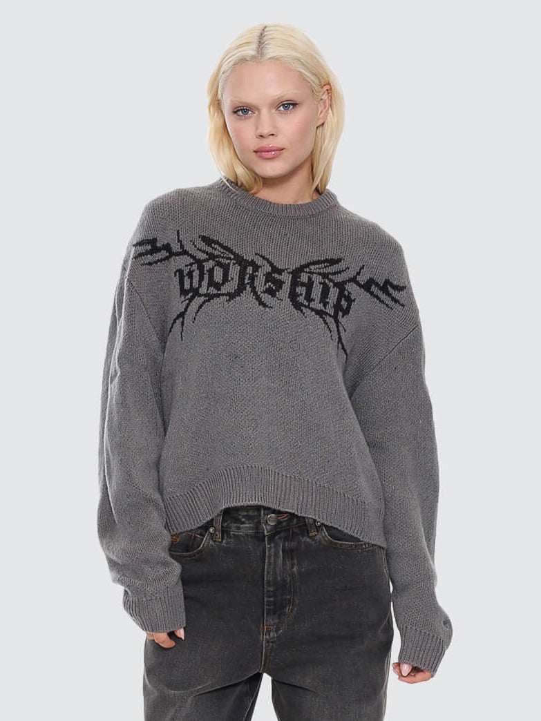 Trudge Box Fit Crew Knit Sweater - Dark Marle 4