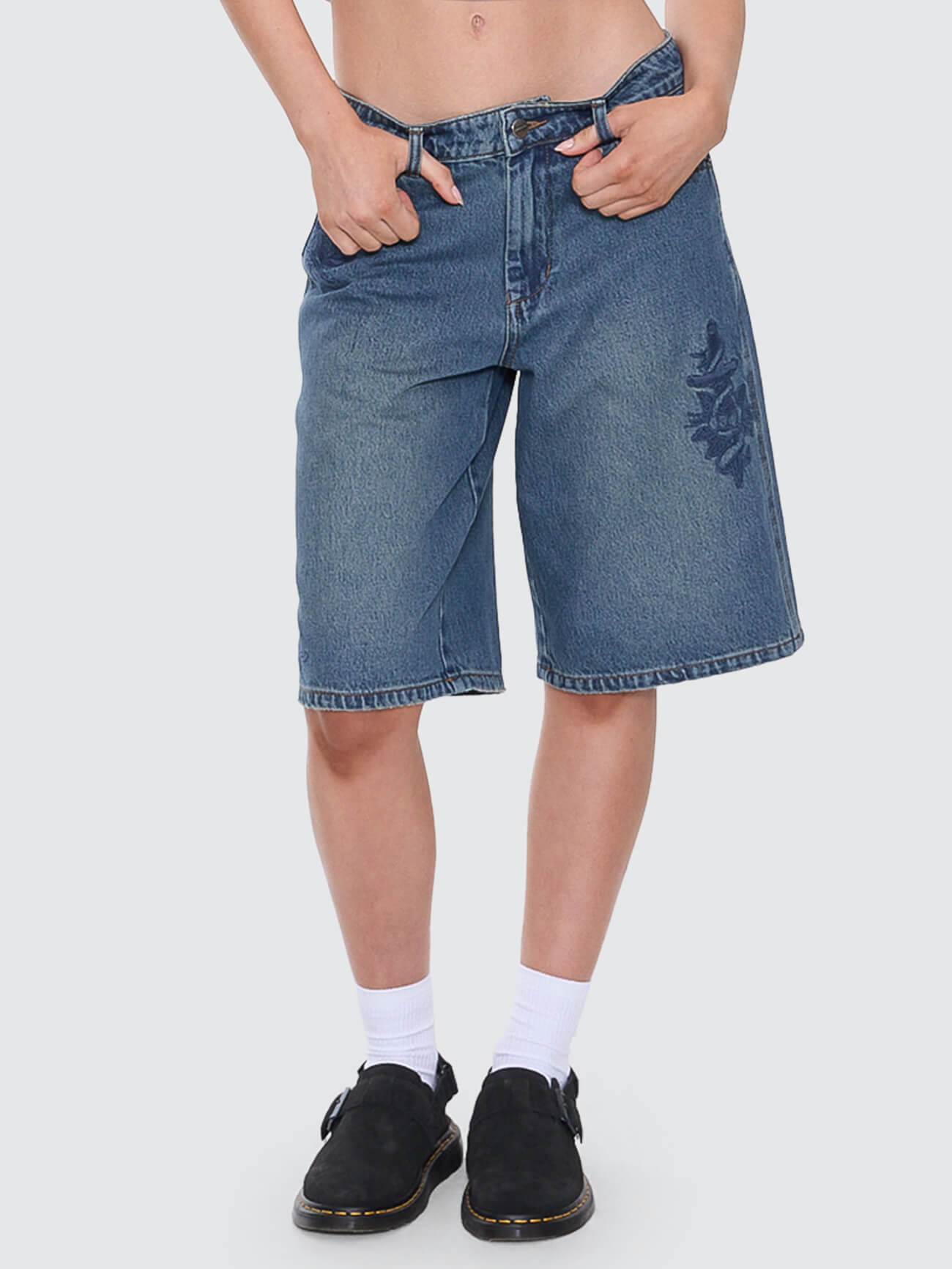 Scratch Big Baggy Short - Dirty Mid Blue 4