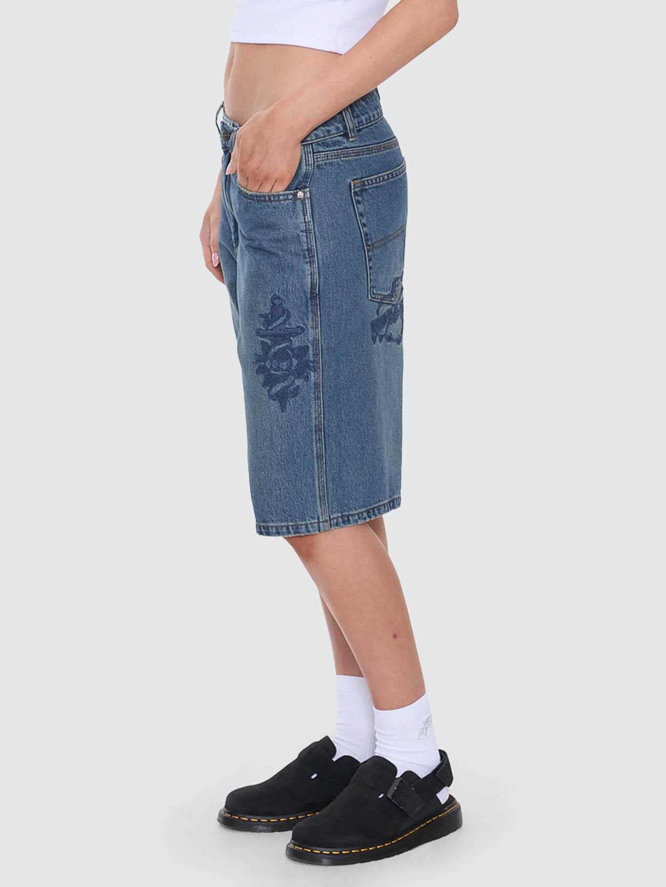 Scratch Big Baggy Short - Dirty Mid Blue 4