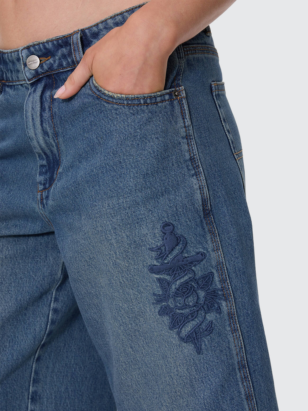 Scratch Big Baggy Short - Dirty Mid Blue 4