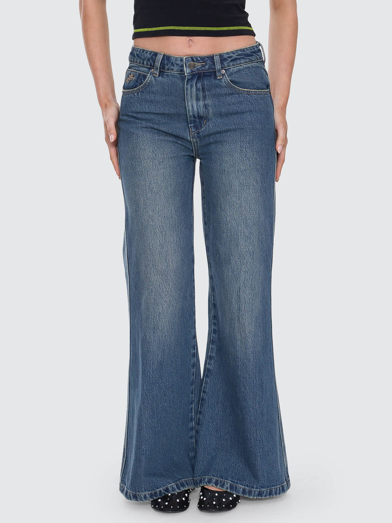 Dropkick Flare Jean - Dirty Mid Blue 4