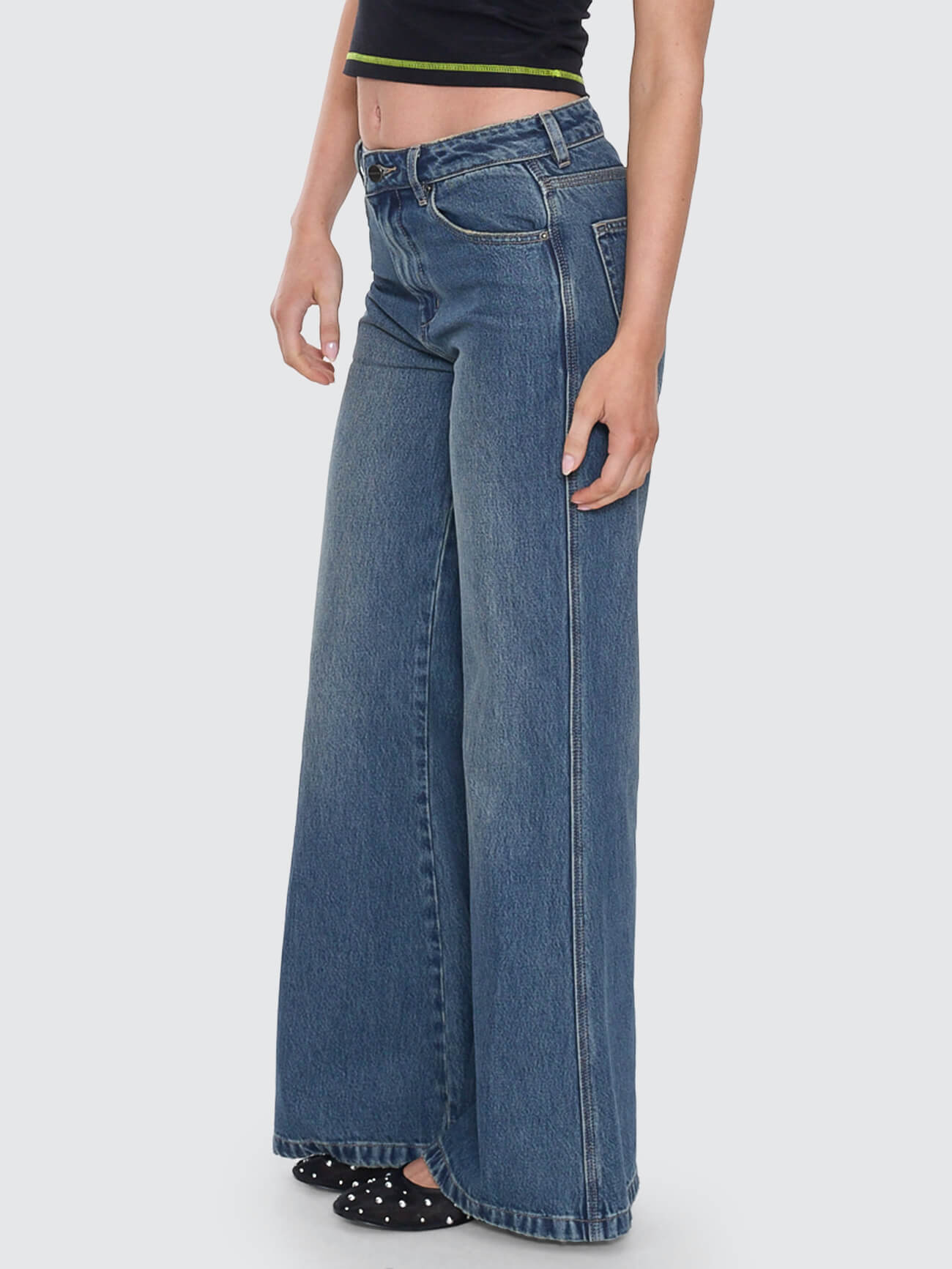 Dropkick Flare Jean - Dirty Mid Blue 4