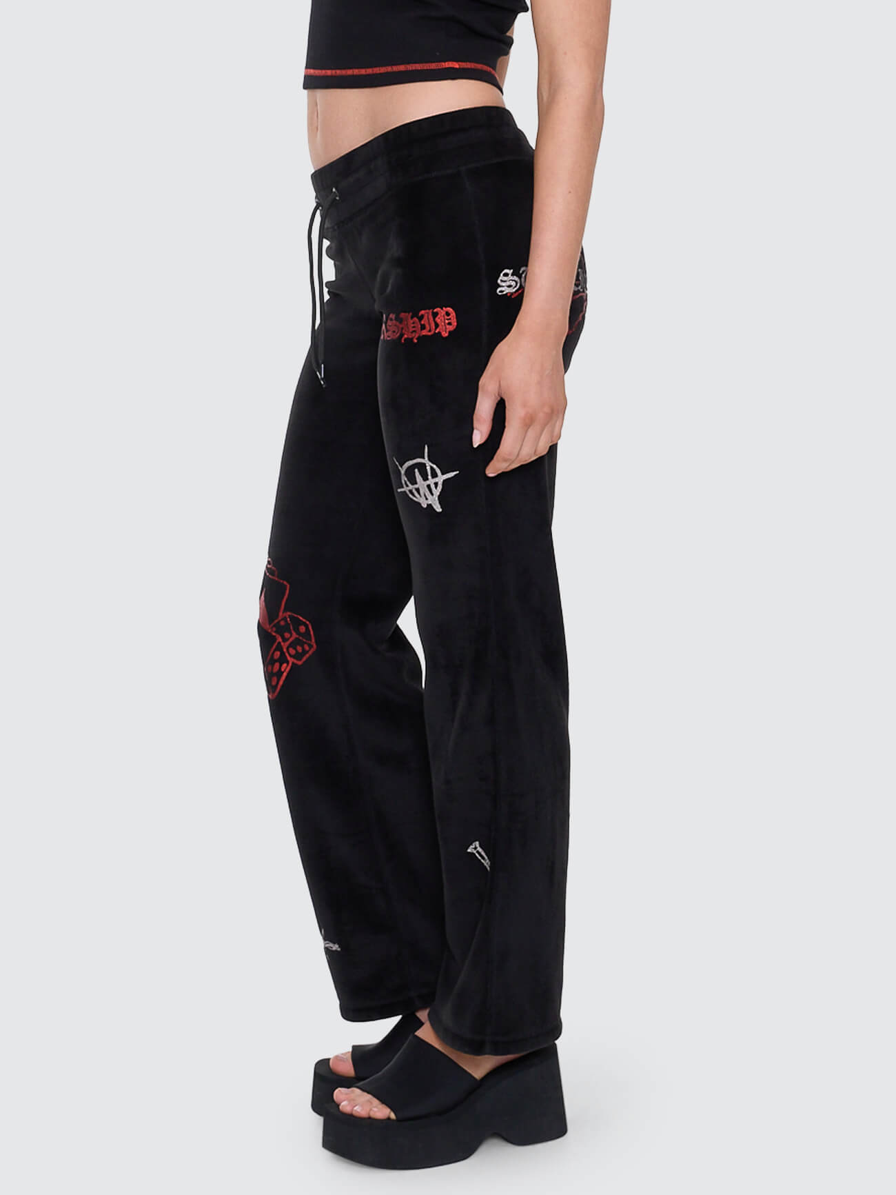Scratch Velour Flare Track Pant - Black 4