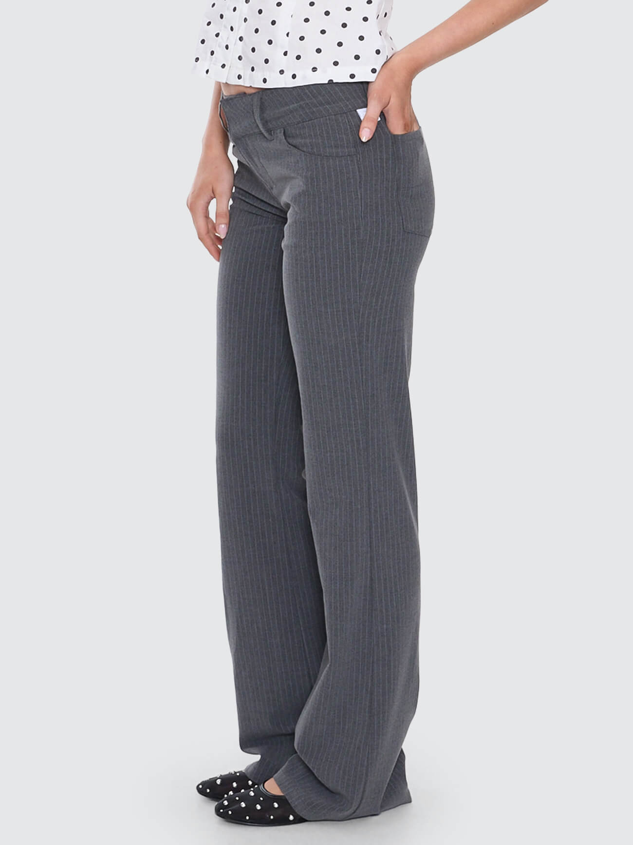 Delegate Bootcut Low Rider Pant - Charcoal Pinstripe 4