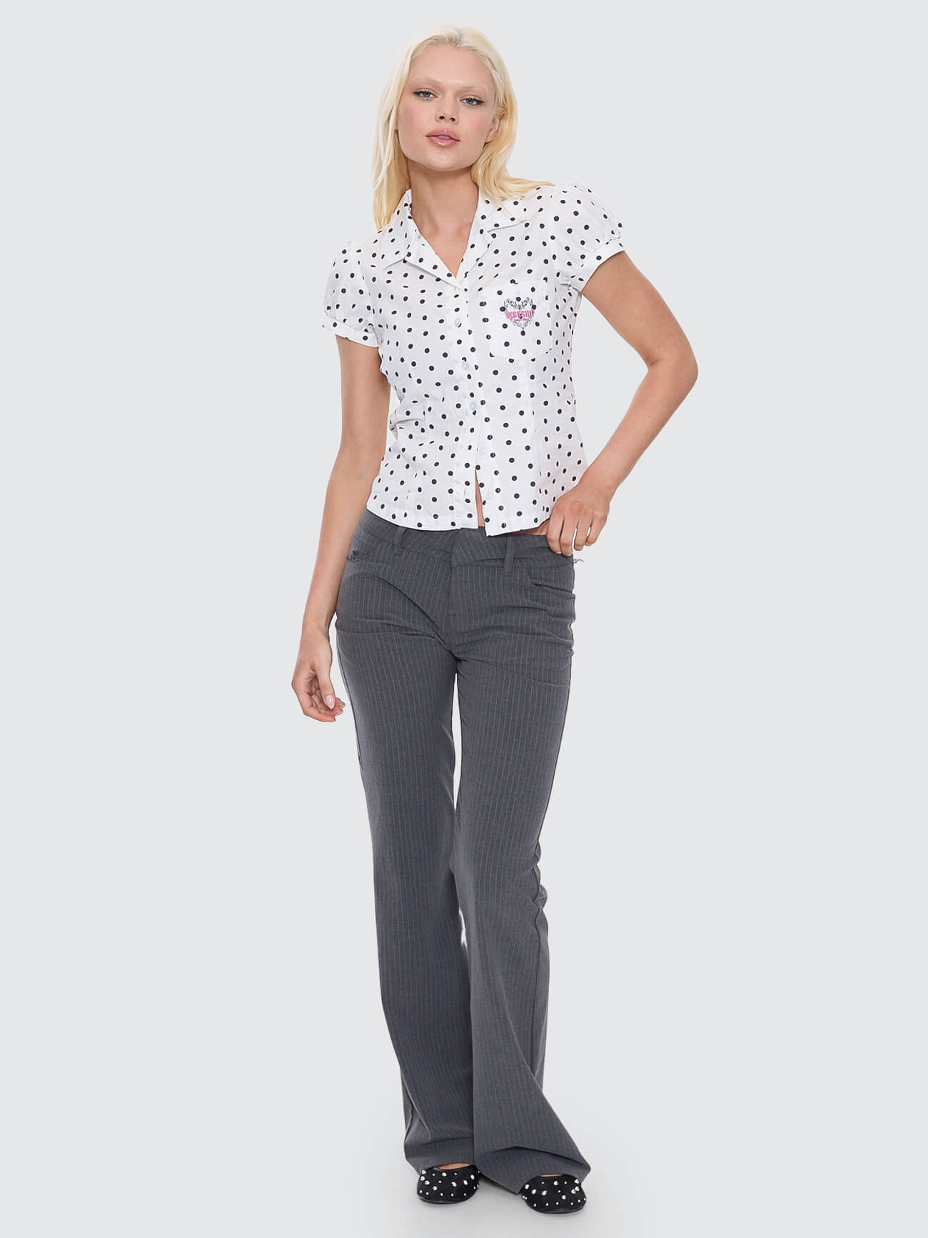 Delegate Bootcut Low Rider Pant - Charcoal Pinstripe 4