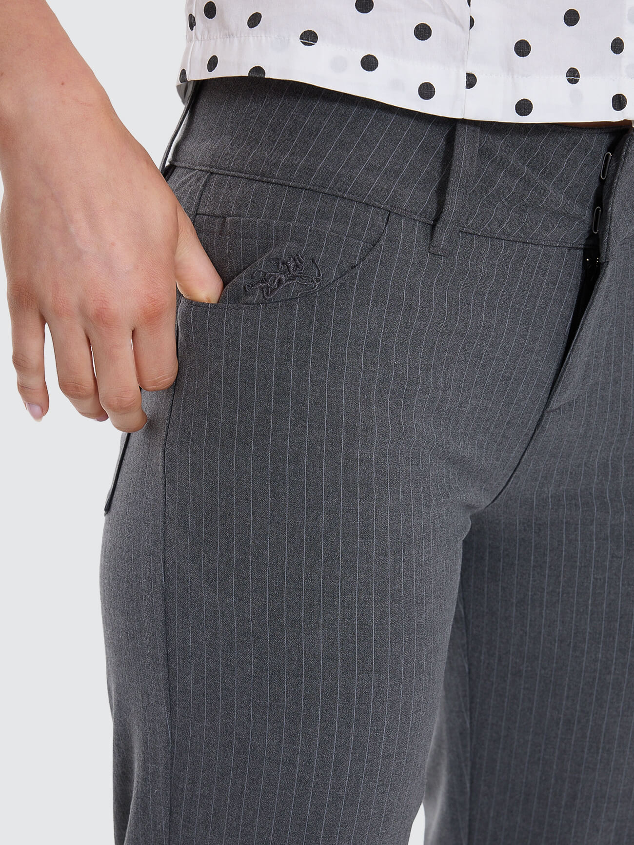 Delegate Bootcut Low Rider Pant - Charcoal Pinstripe 4